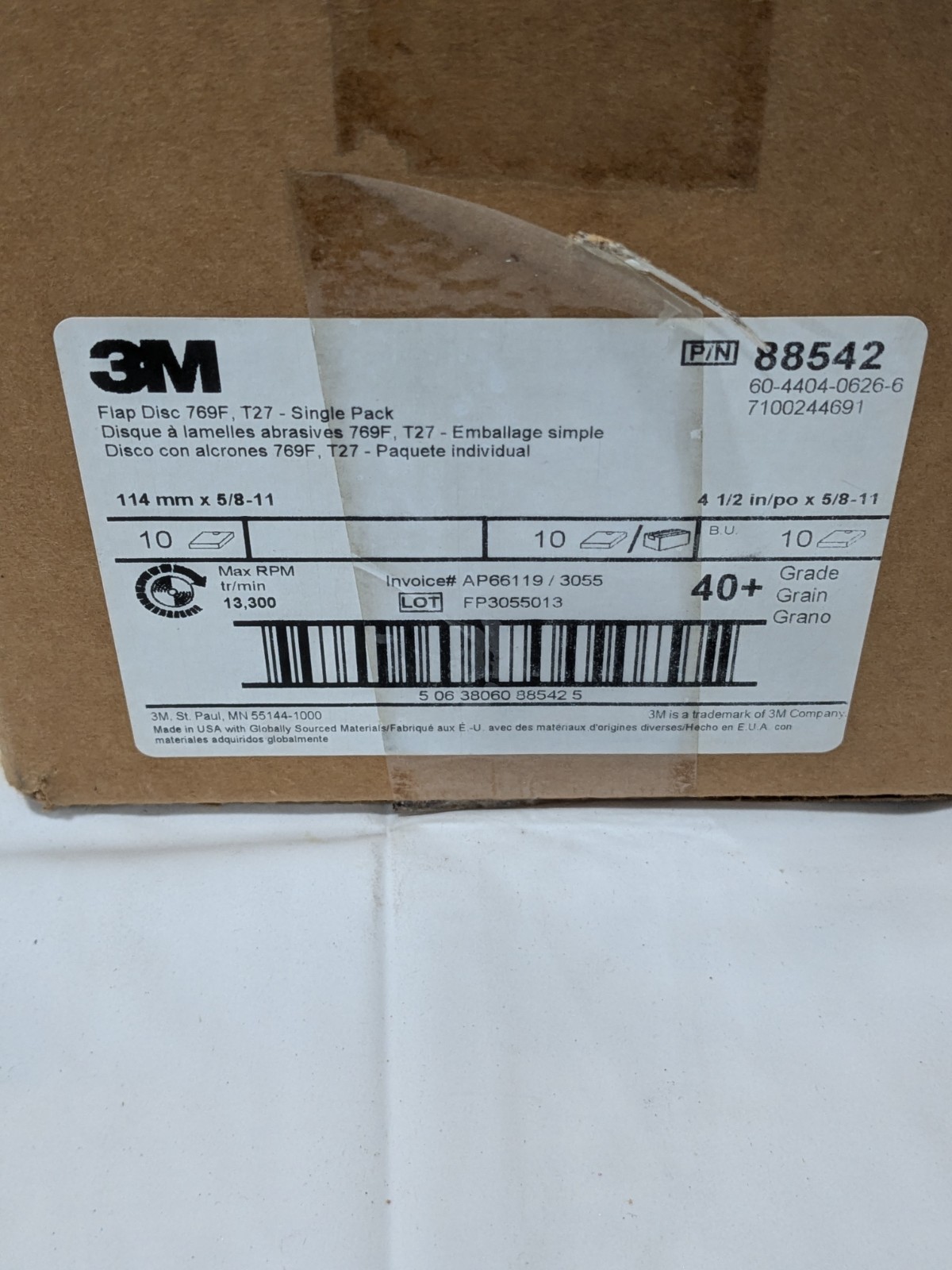 3M Flap Disc: 4-1/2″ Dia, Ceramic Alumina, Type 27 Qty 10 7100244691