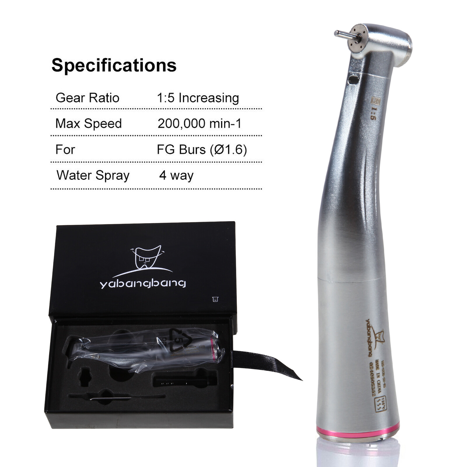 Dental 1:5 LED Fiber Optic Contra Angle Handpiece Fit NSK Ti-MAX X95L