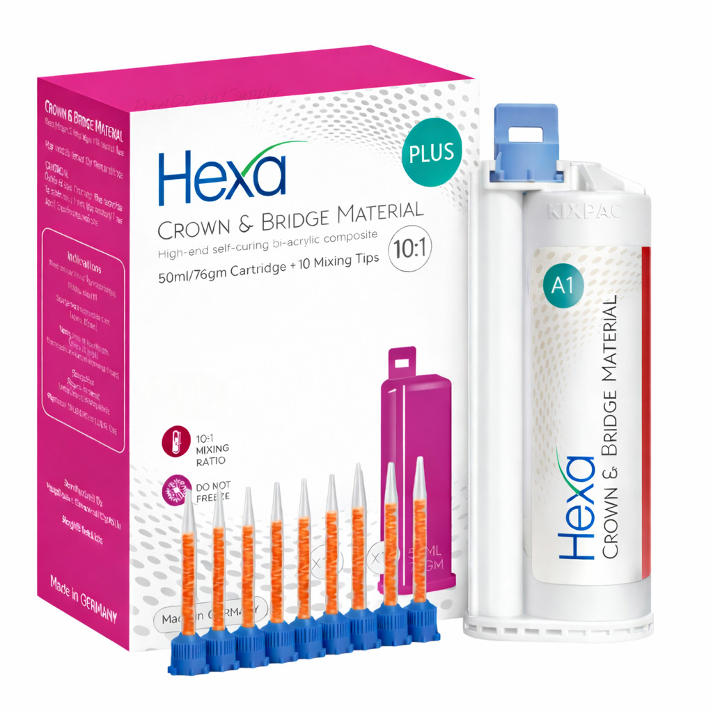 Dental Temporary Crown and Bridge Material 50ml 10:1, Hexa, Multiple Shades