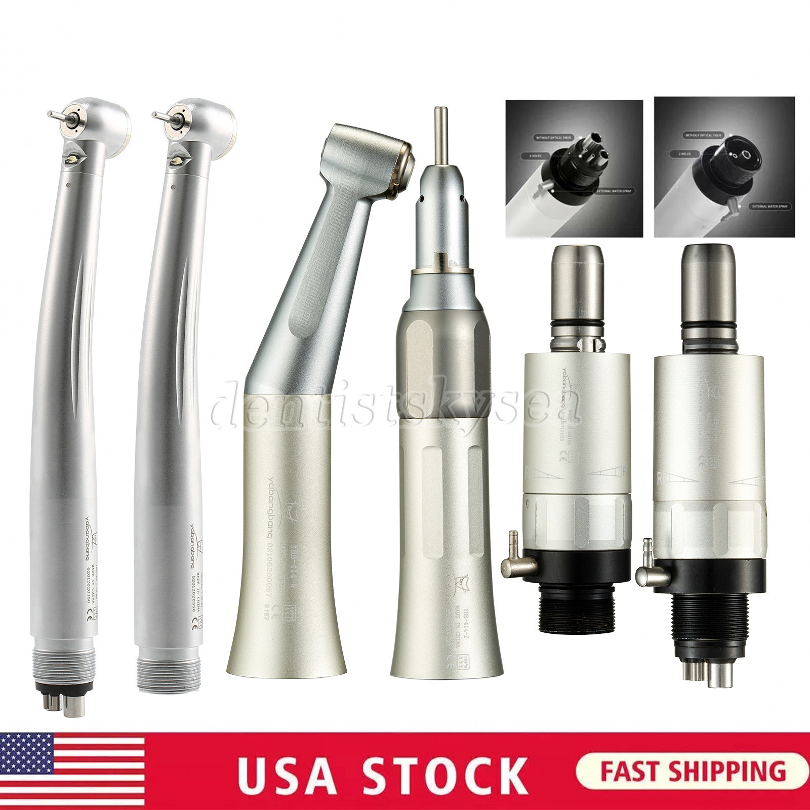 High/Low Speed Handpiece Kit E-generator LED Turbine 2/4Hole YB Dental