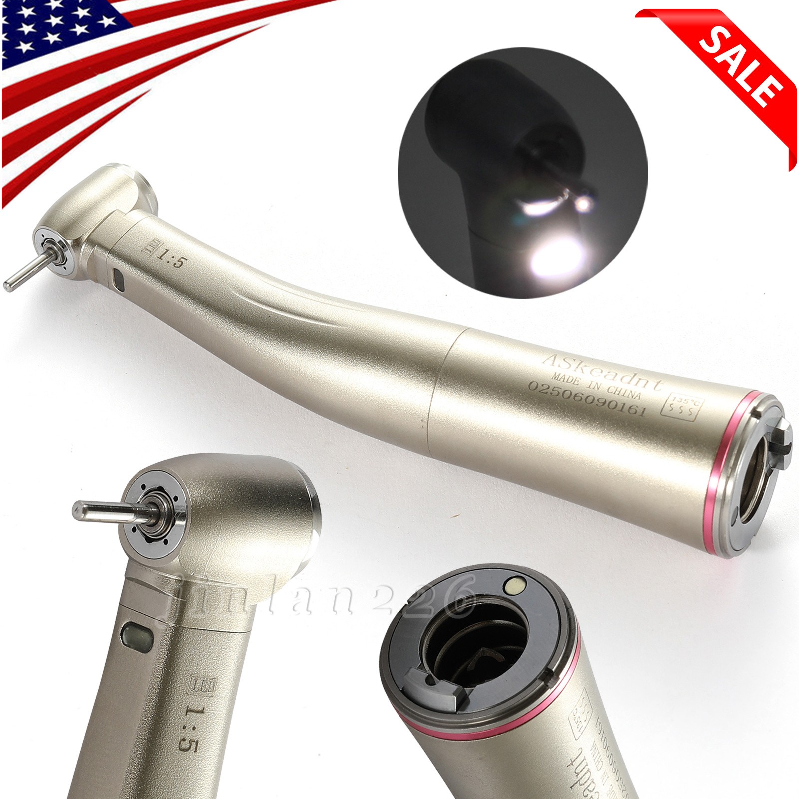 Dental 1:5 Increasing LED Fiber Optic Contra Angle Handpiece for NSK Ti-Max X95L