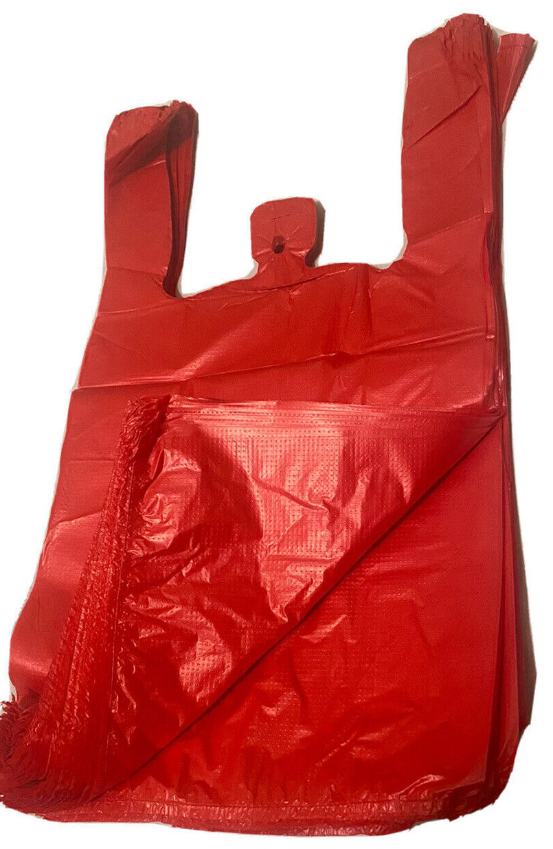 Bags 1/10 Small 8 x 4 x 15 Red T-Shirt Plastic Grocery Shopping Grocery Bags