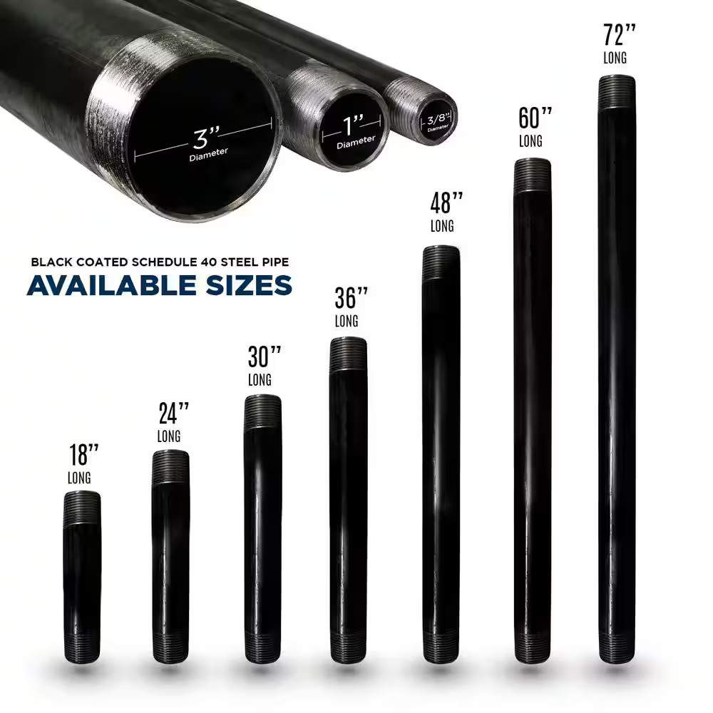 1/2 In. X 72 In. Black Steel Pipe