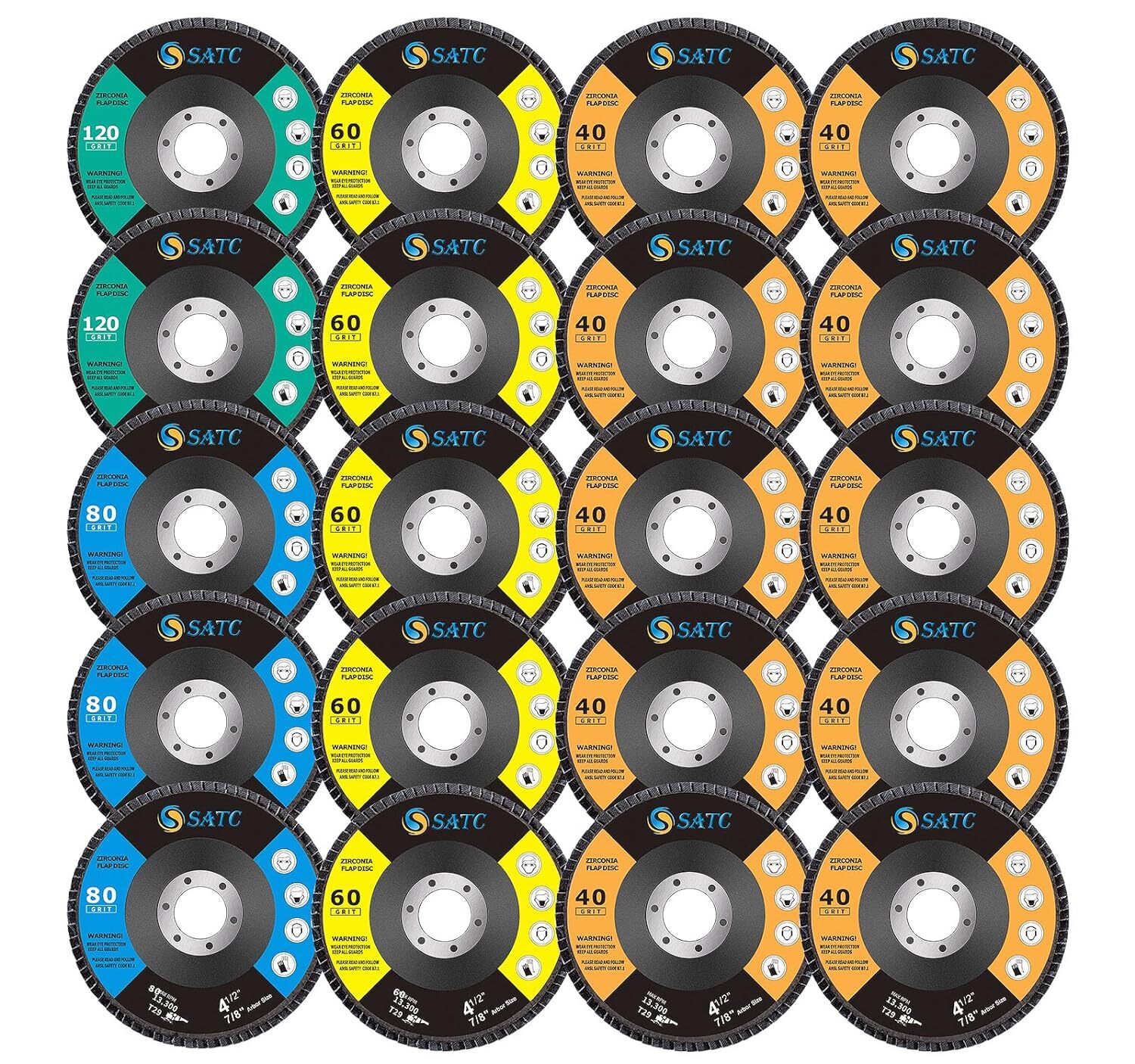 100 Pack 4.5″ 4-1/2″ Zirconia Flap Disc 40 60 80 120 Grit Sanding Grinding Wheel