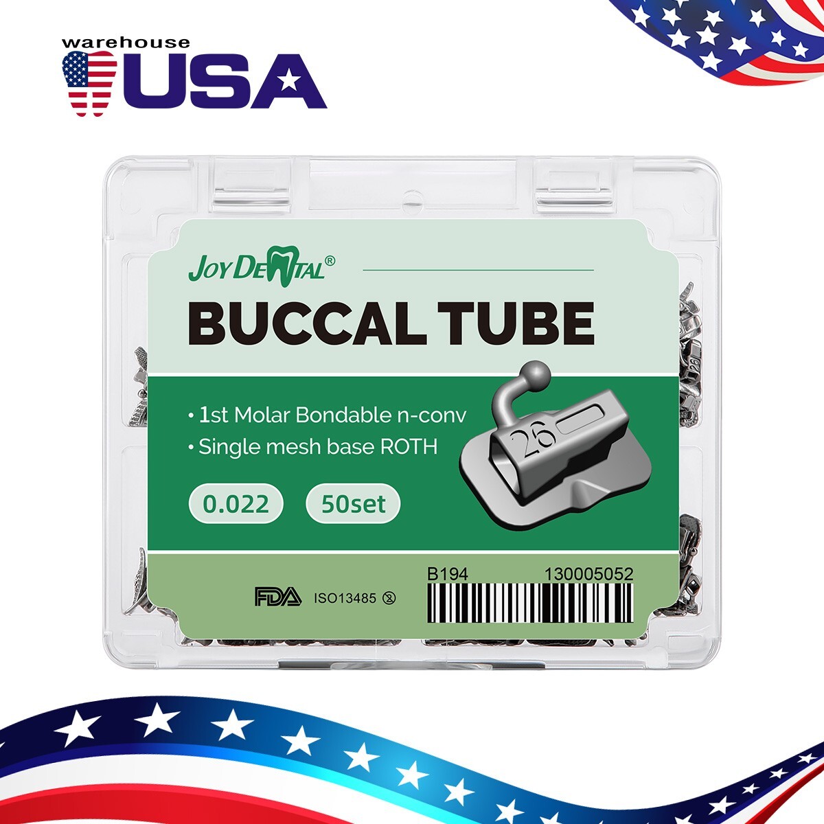 Dental Ortodoncia Tubos bucales de MBT 022 1er Molar Bondable Non-Convertible US