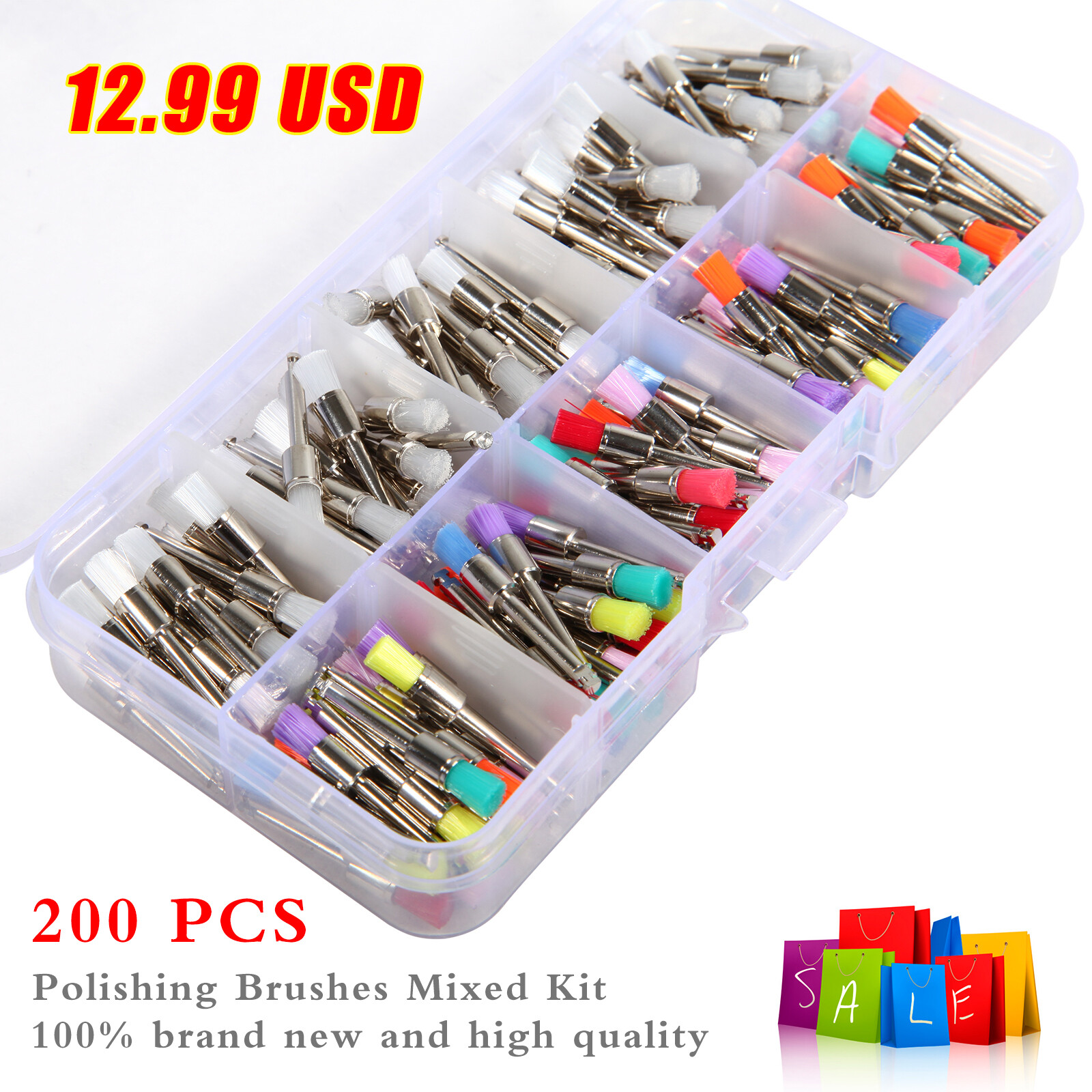 200 * Mixed Color Nylon Latch Flat Dental Polishing Polisher Prophy Brushes