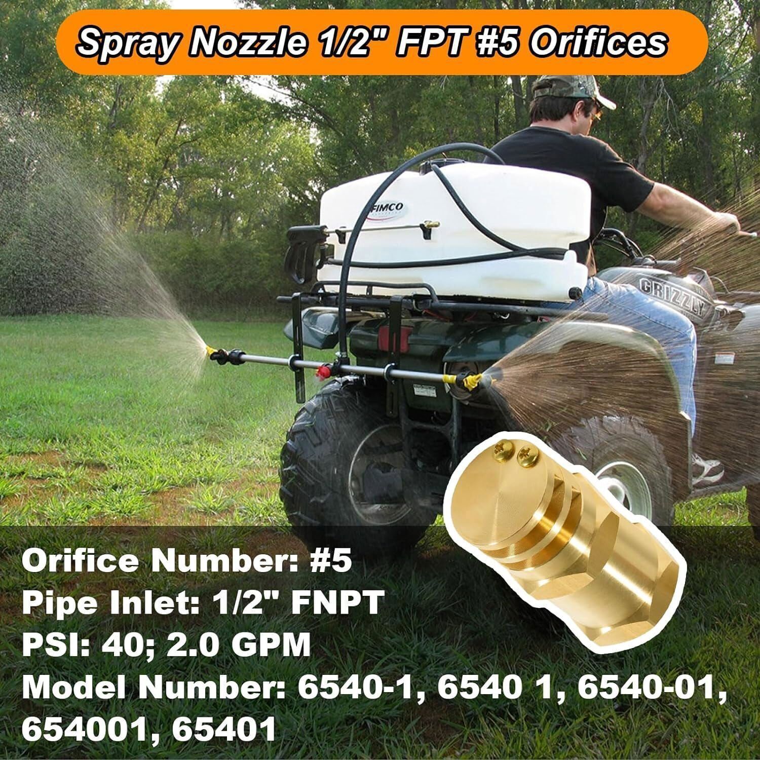 Boomless Spray Nozzle w/90°&180°Caps 1/2″FPT #5 Brass 40PSI 2.0GPM Agricultural