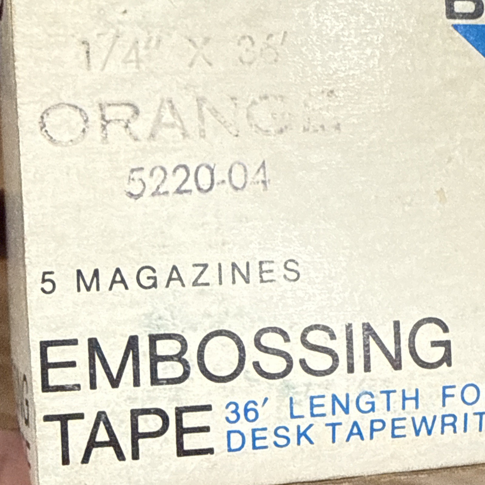 Vintage Box of Dymo Embossing Tape 1/4” x 36’ Orange 1967 For Desk Tapewriters