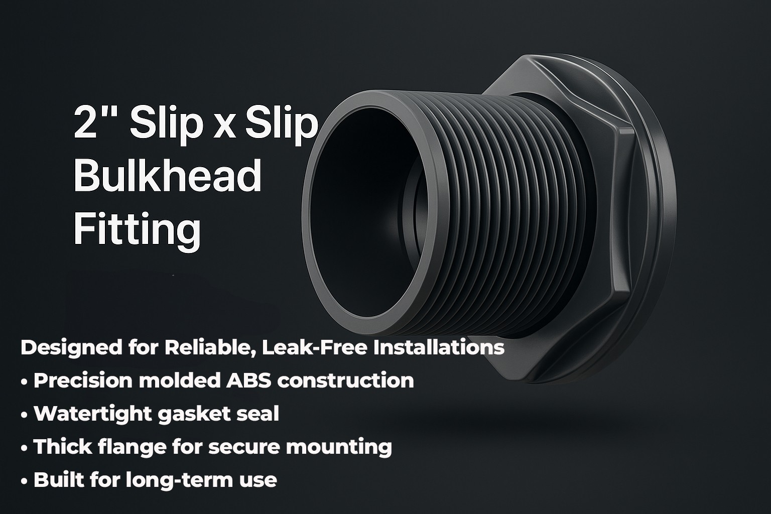 2″ Bulkhead Fitting – Slip x Slip – ABS Tank Aquarium 12 Pack | American Made