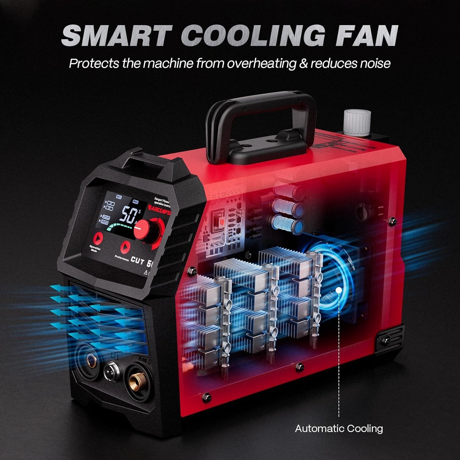 Professional-Grade Plasma Cutter: 1/2 Inch Clean Cuts & Smart Cooling System