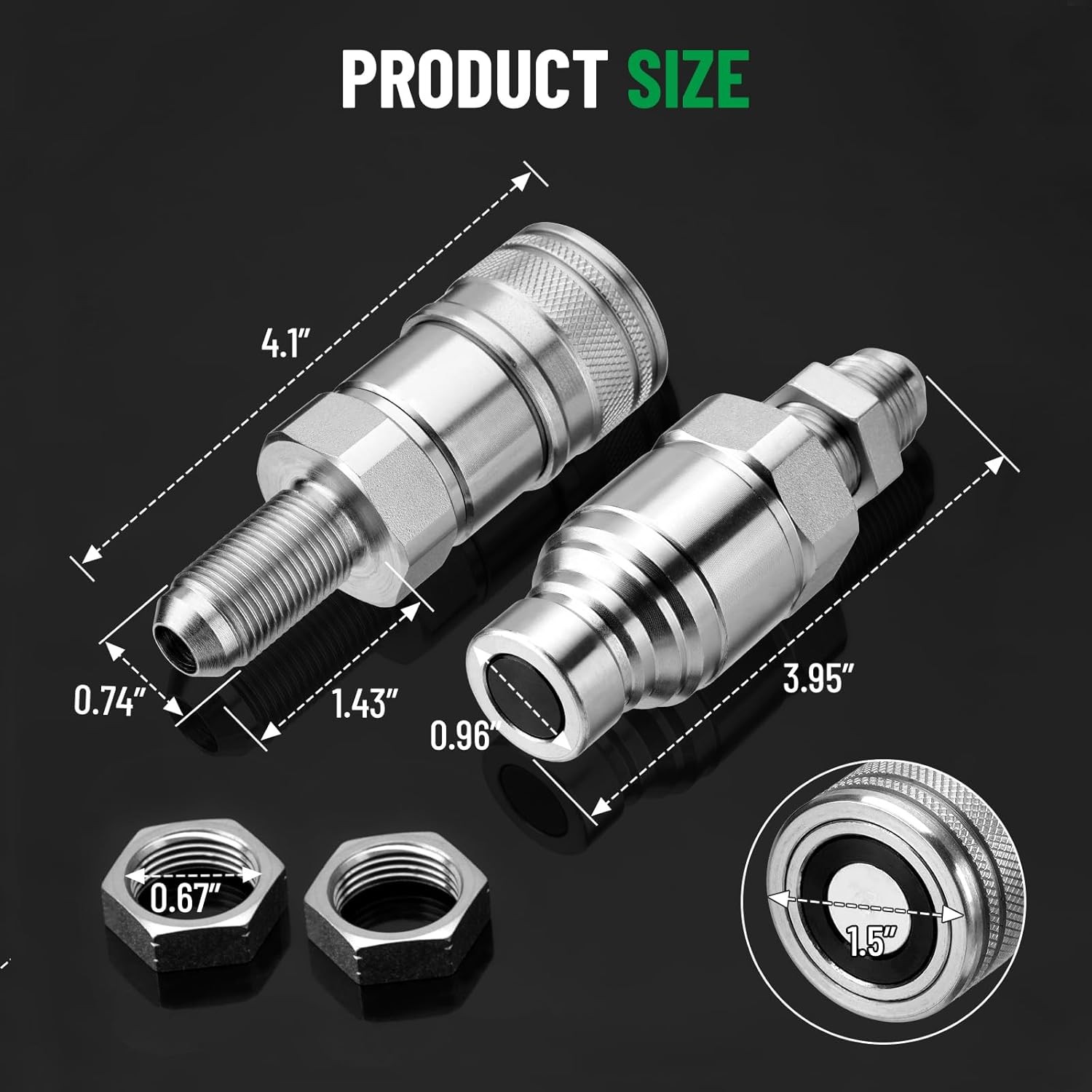 1/2″ Flat Face Skid Steer Hydraulic Quick Connect Coupler Set 1/2″ (#8) JIC Bulk