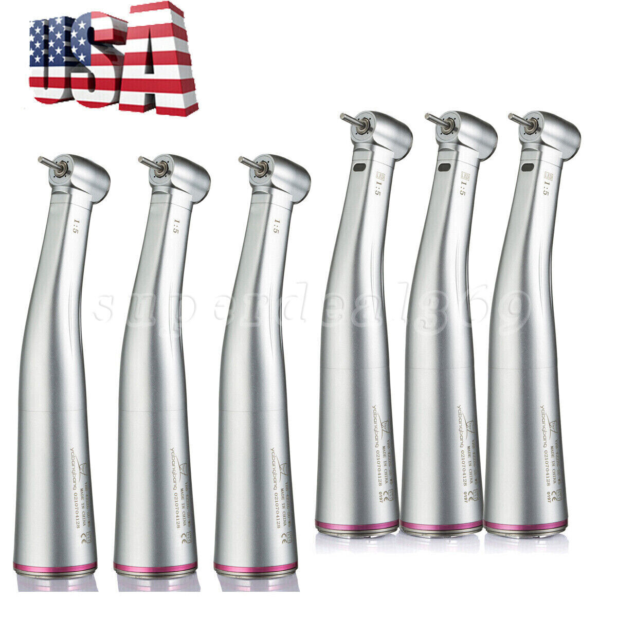 Dental 1:5 Increasing Fiber Optic LED Contra Angle Handpiece Fit NSK Micro Motor