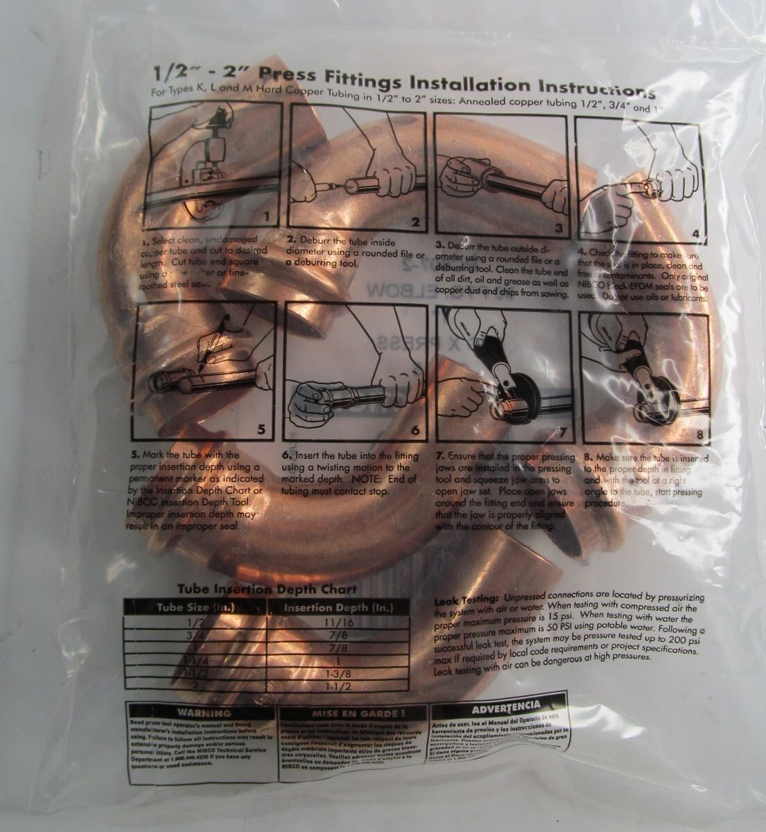 5-PACK NIBCO PC607-2 FTG x PRESS 1″ 90-DEGREE COPPER ELBOWS 1in 9059110PC