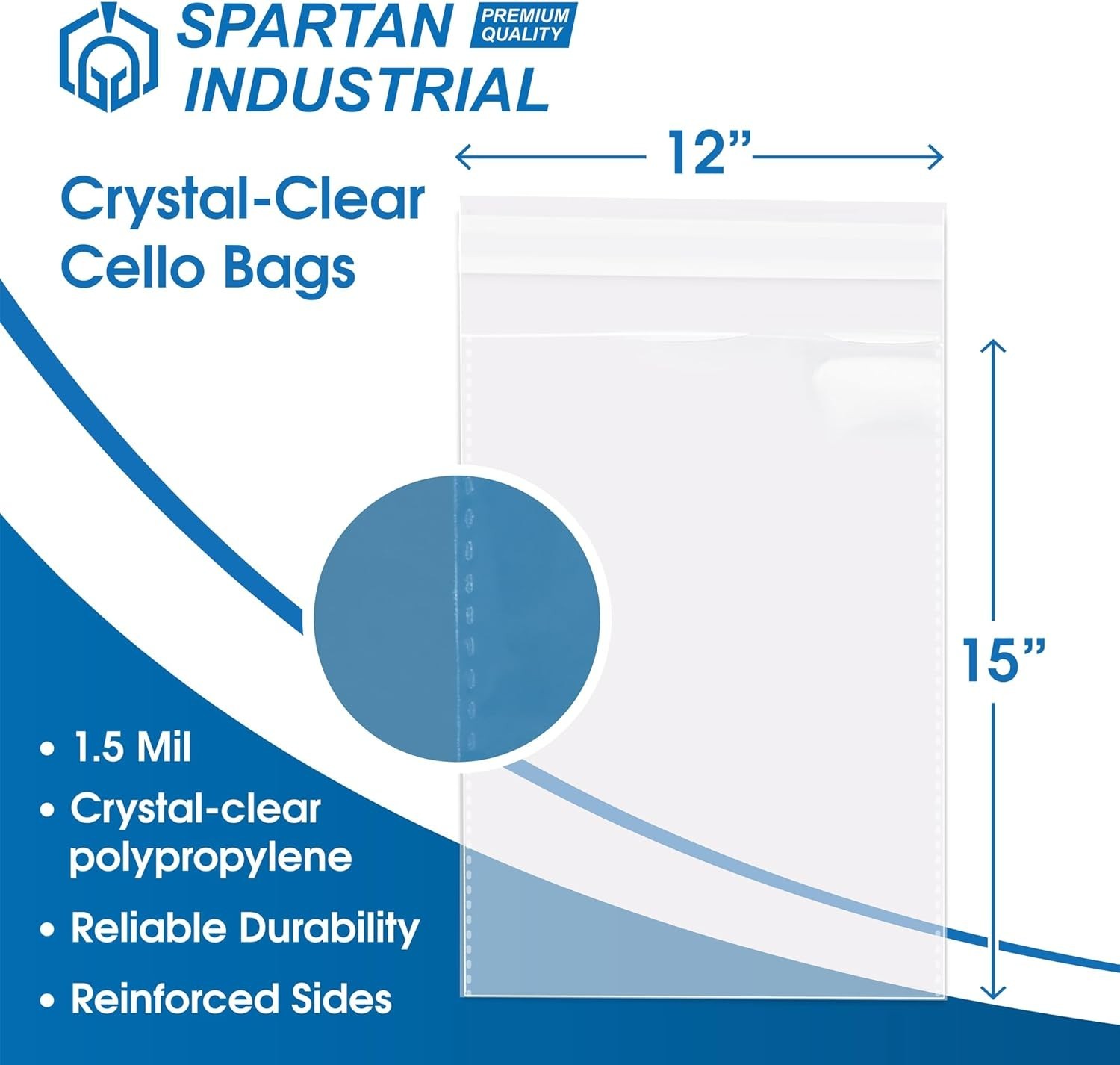 12″ X 15″ Self-Sealing Cellophane Bags 100 Count Clear Poly Packaging for Clo…