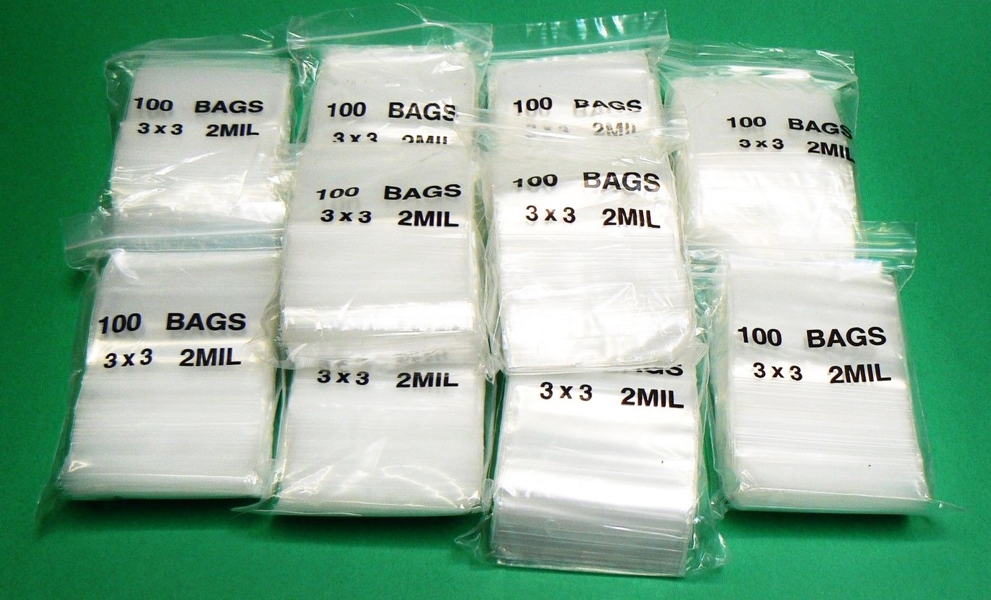 3 x 3 Bags 2mil Clear Reclosable Top Seal Squeeze Lock Bags 3″ Square 1000 Pcs