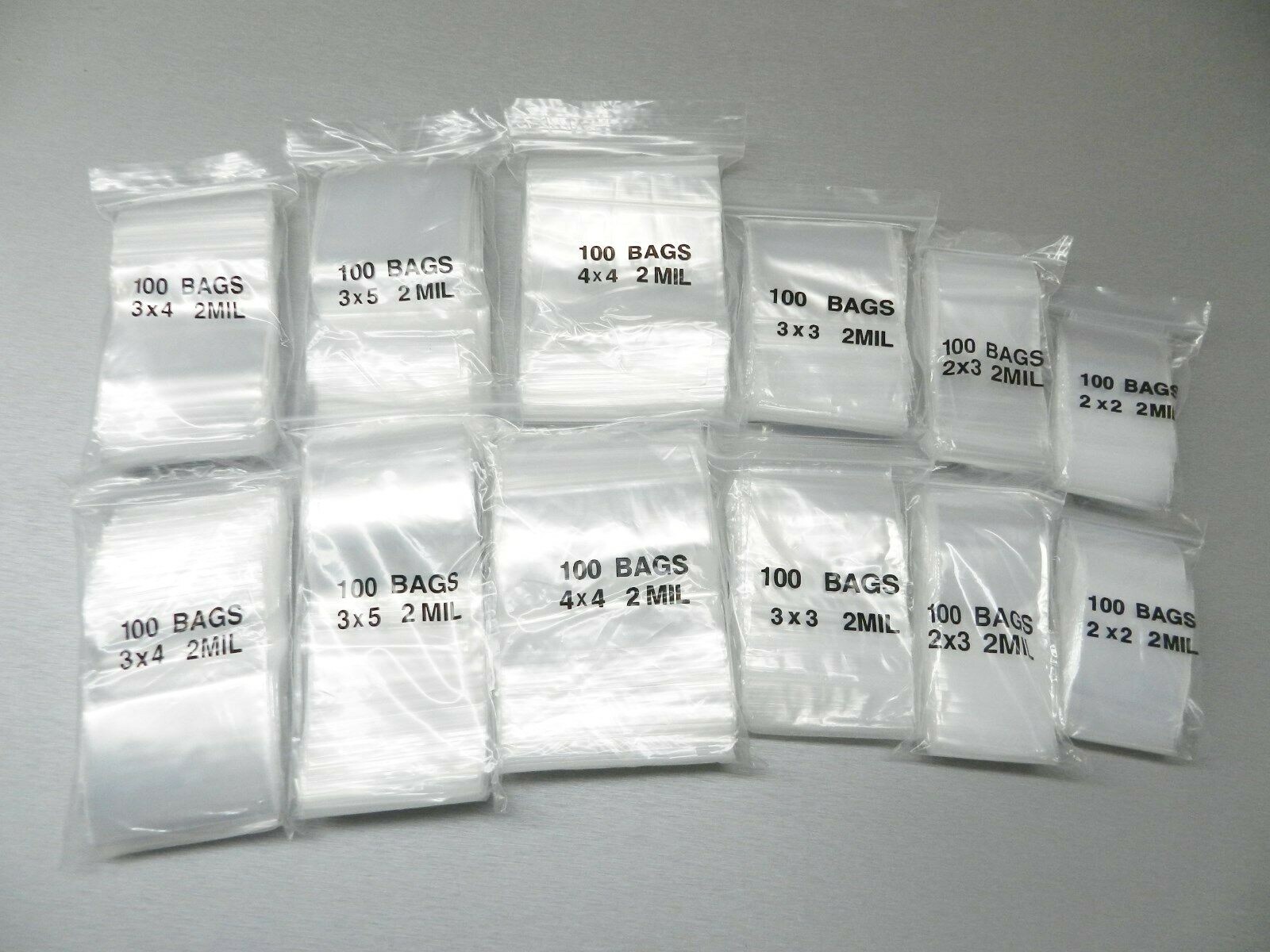 1,200pc Reclosable 2MIL Clear Bags 6 Sizes Assortment Set 200 of Each Baggies
