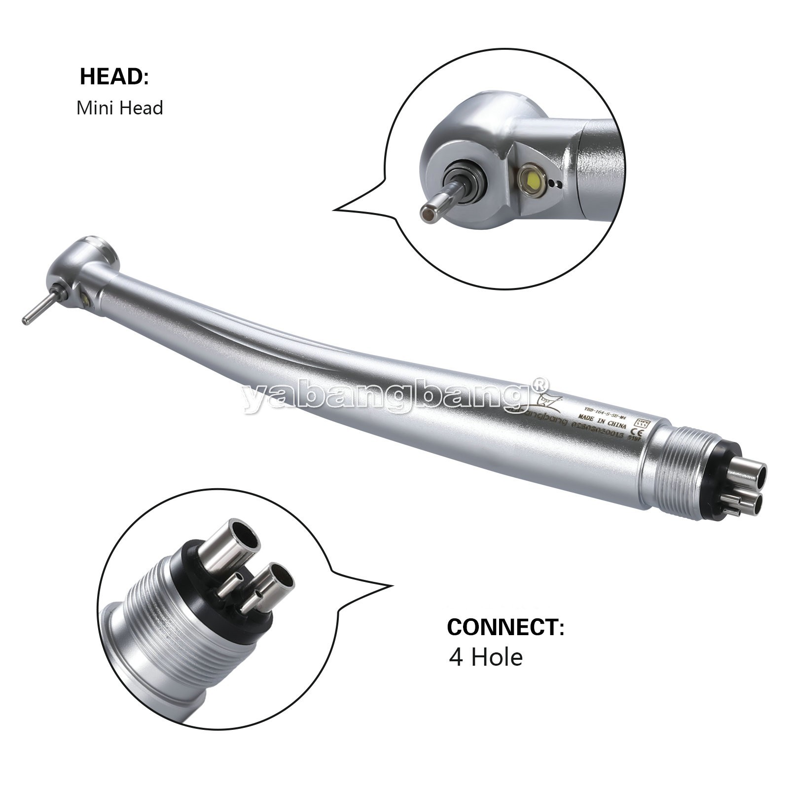 Dental High Speed Handpiece Mini LED Fiber Optic Small Head Air Turbine 4H USA