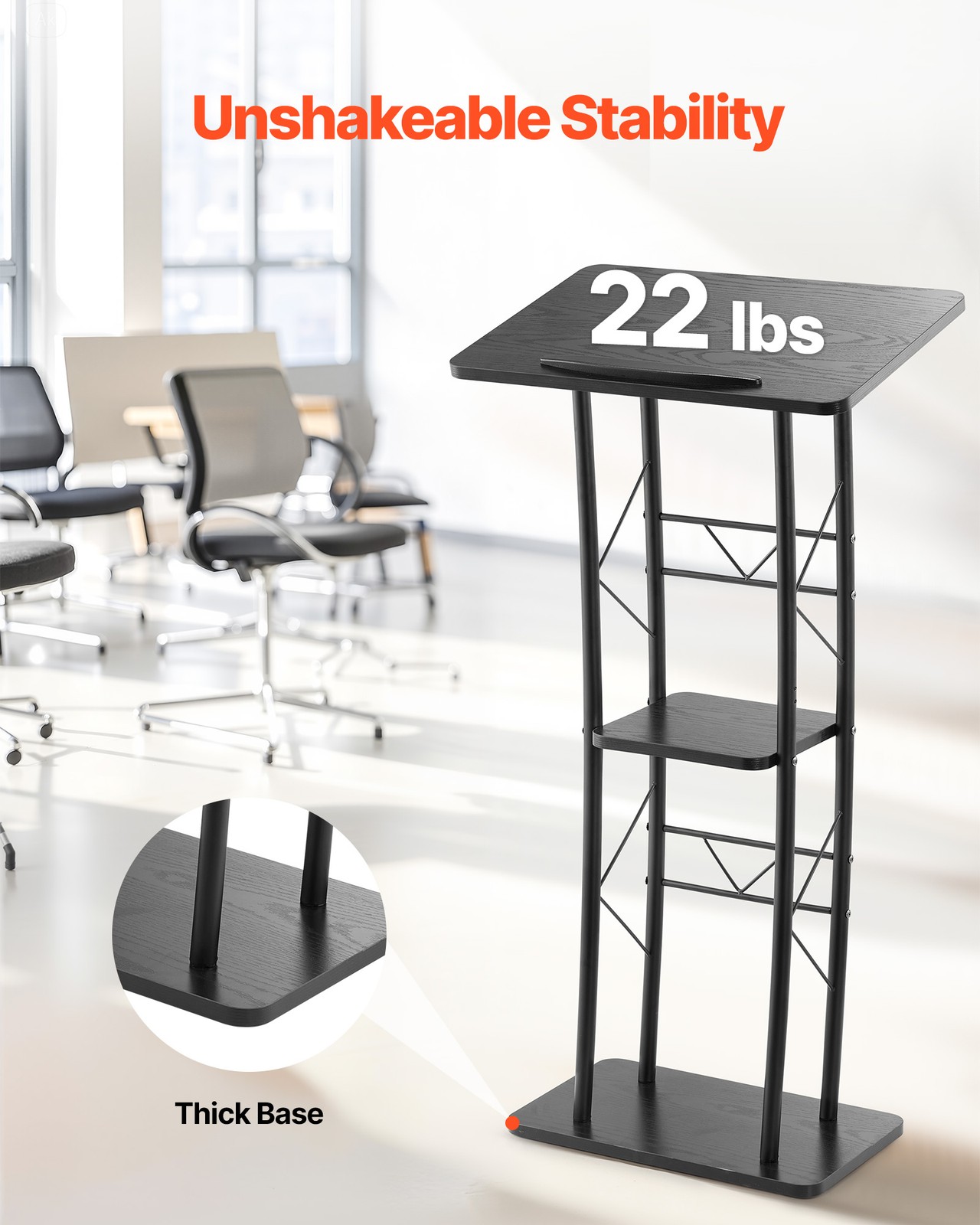 Uimoso Podium Stand 47 in Curved Metal Lectern Storage Shelf Classroom Wedding