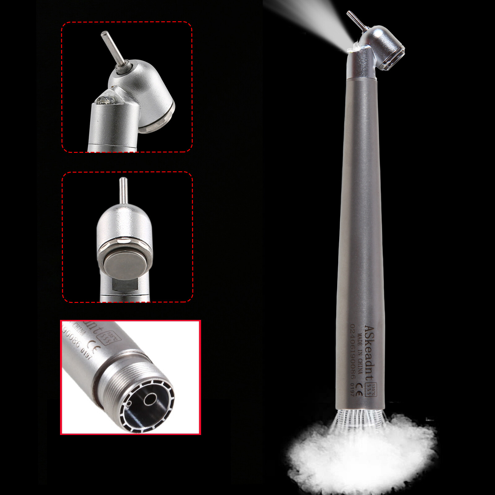 45 Degree LED E-generator Dental High Speed Handpiece Push 2 Hole for NSK AC2