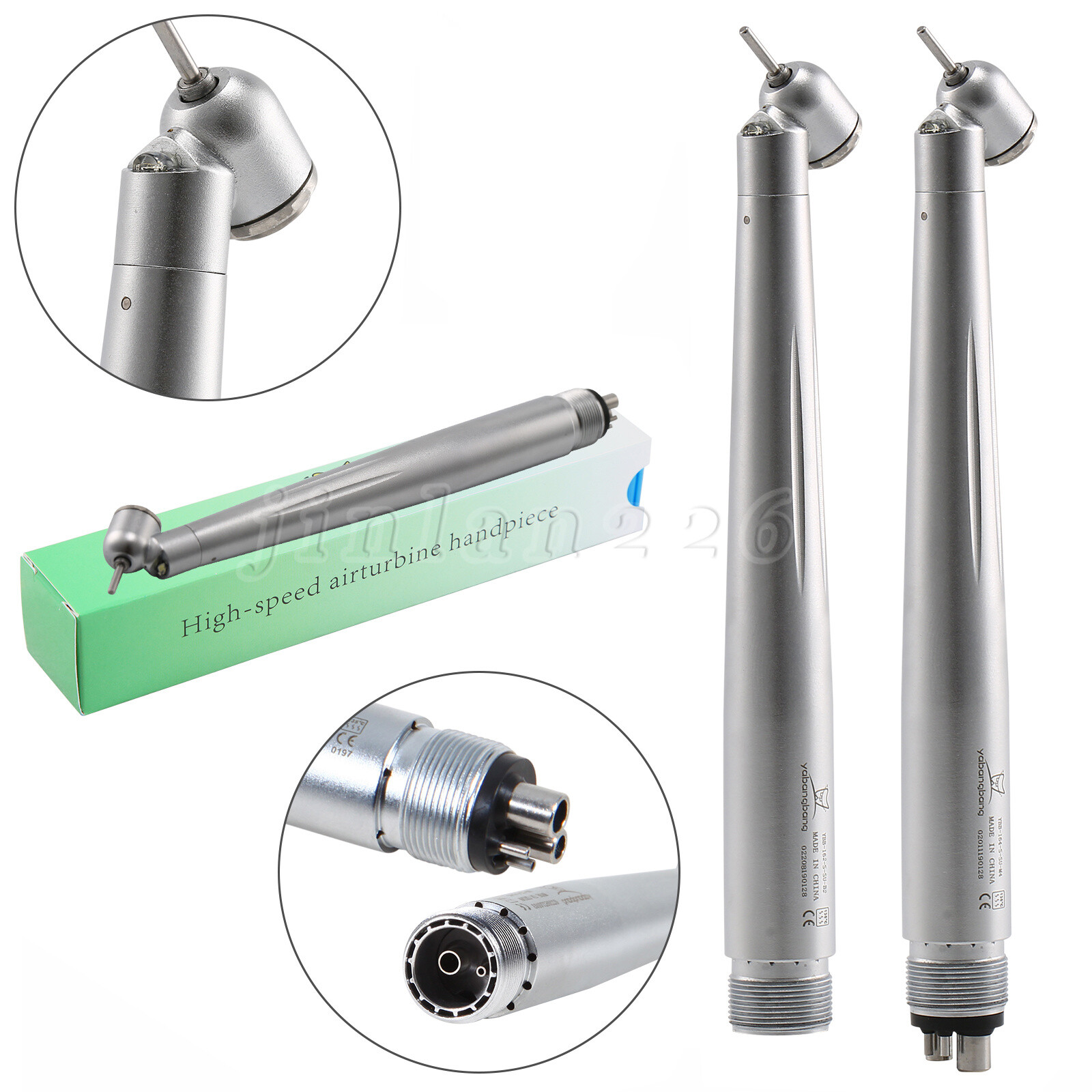 Dental 45° LED High Speed Handpiece 2/4Holes /White Stone/Silicone Polishing Bur