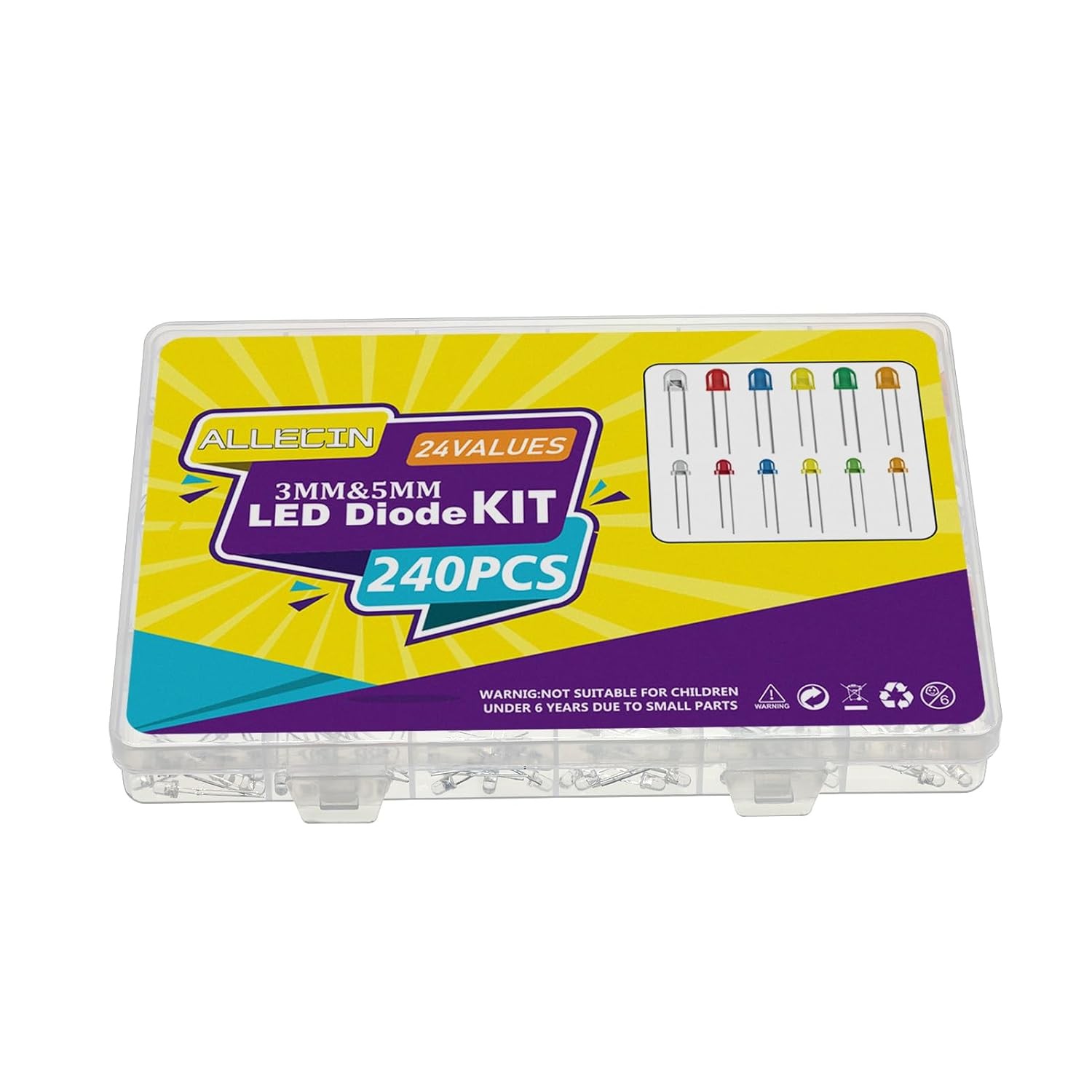 Multicolor LED Kit 5MM 3MM White Red Blue Yellow Green Orange Purple Round Lamp