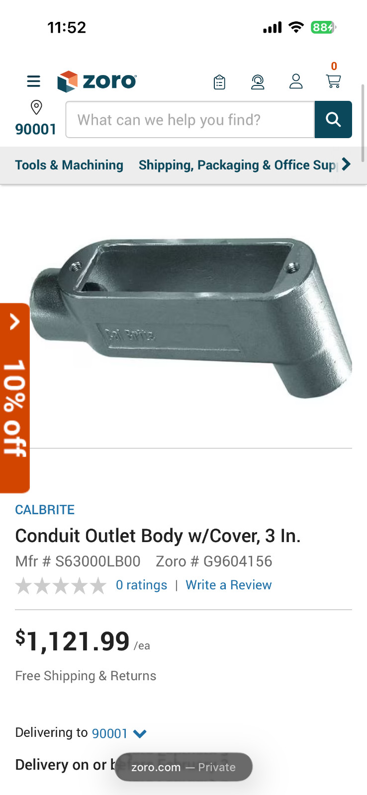 LARGE conduit body LB (90°) 316 stainless steel 3in NPT!! CALBRITE (S63000LB00)