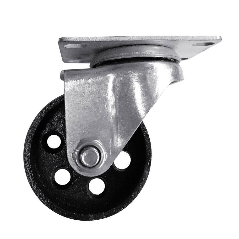 4PCS Heavy Duty Caster 3″ Cast Iron Swivel Wheels Plate Caster 1760Lb Capacity