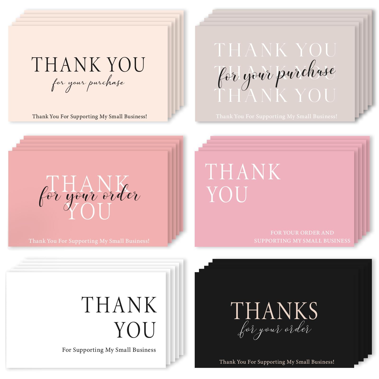 300PCS Thank You For Supporting My Business Cards 2 x 3.5 Inches Thank You Ca…