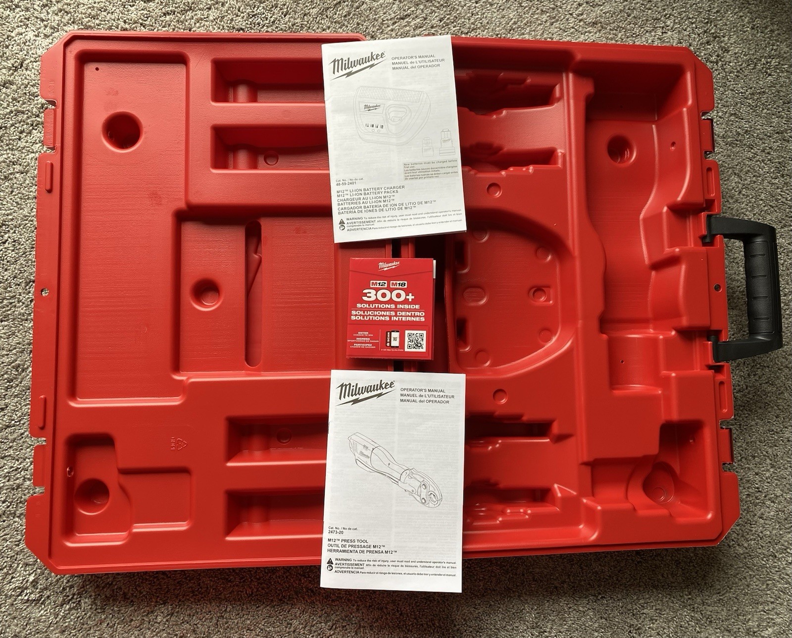 New Milwaukee M12 Force Logic Press Tool Case Only 2473-20 Unused Hard Carry Box