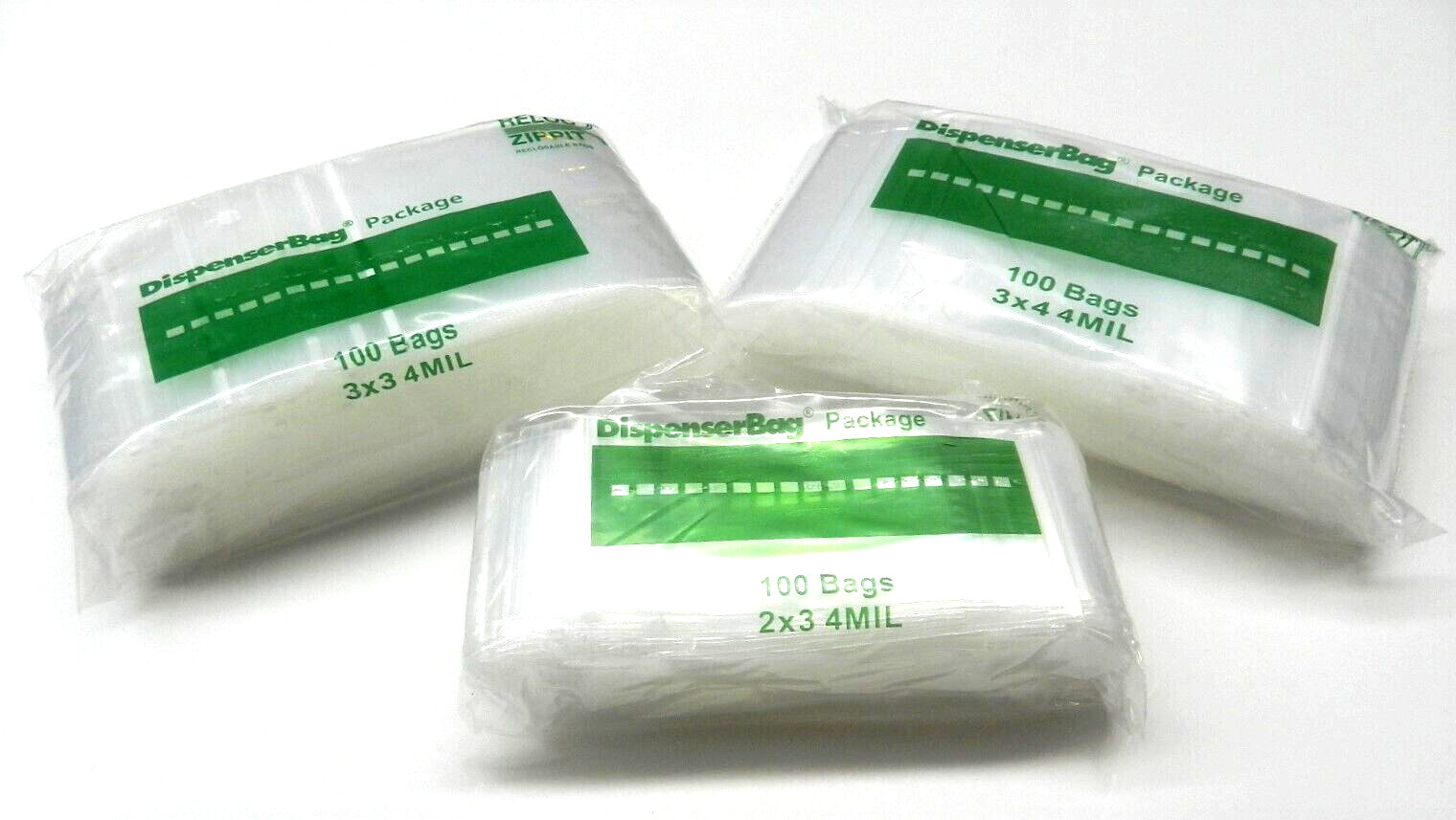 300 Bags 4 Mil Reloc Zippit 3 Size Assortment 2×3 3×3 3×4 Zip Top Seal 4mil
