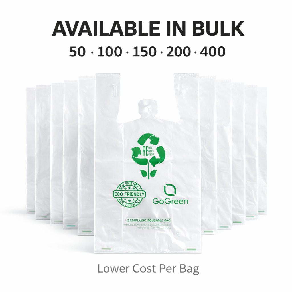 Bags 1/6 Large 21 x 6.5 x 11.5 Clear Reusable Extra Heavy Plastic T-Shirt Bag
