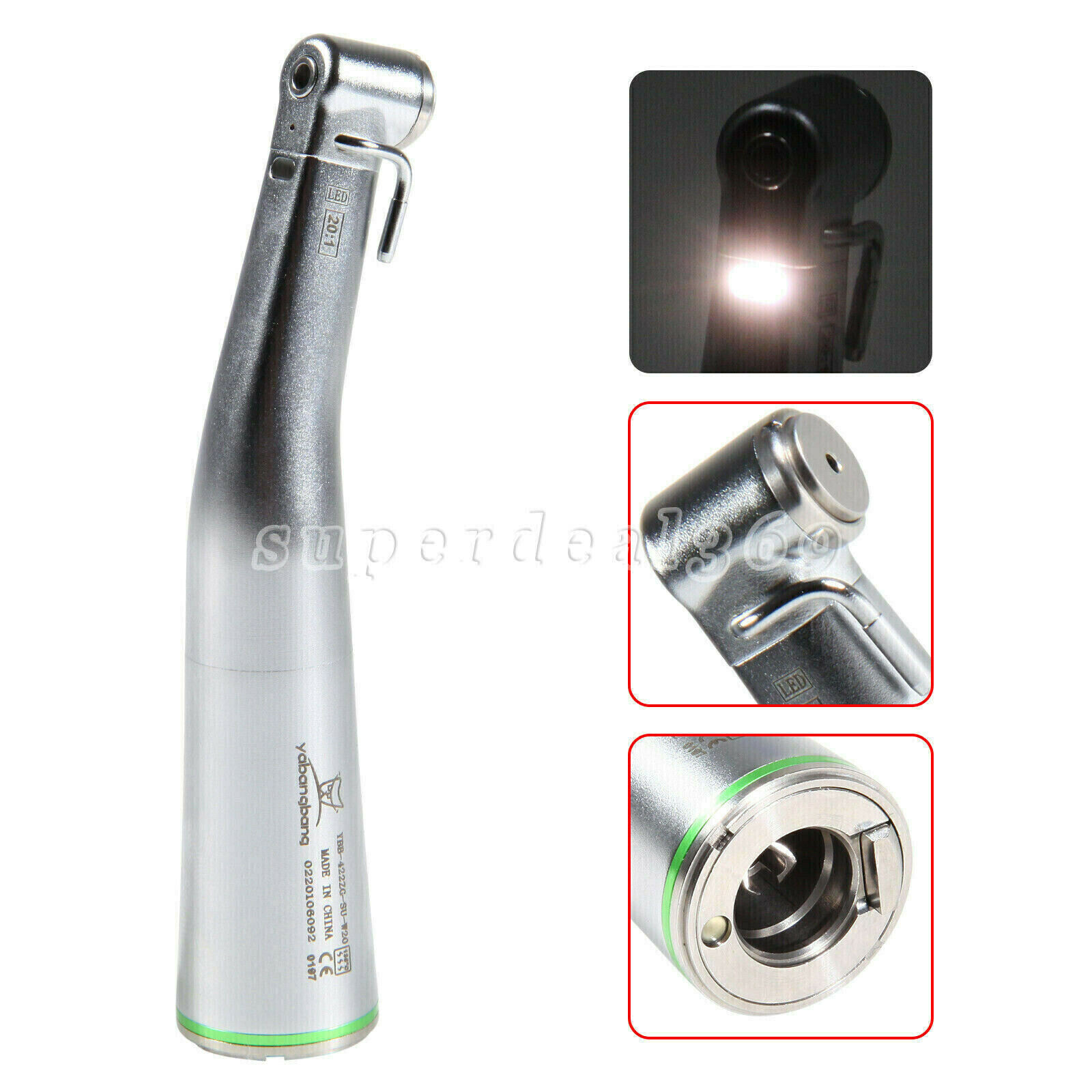 Dental 20:1/ 1:1 Fiber Optic LED Contra Angle Handpiece for NSK E-type Motor MX