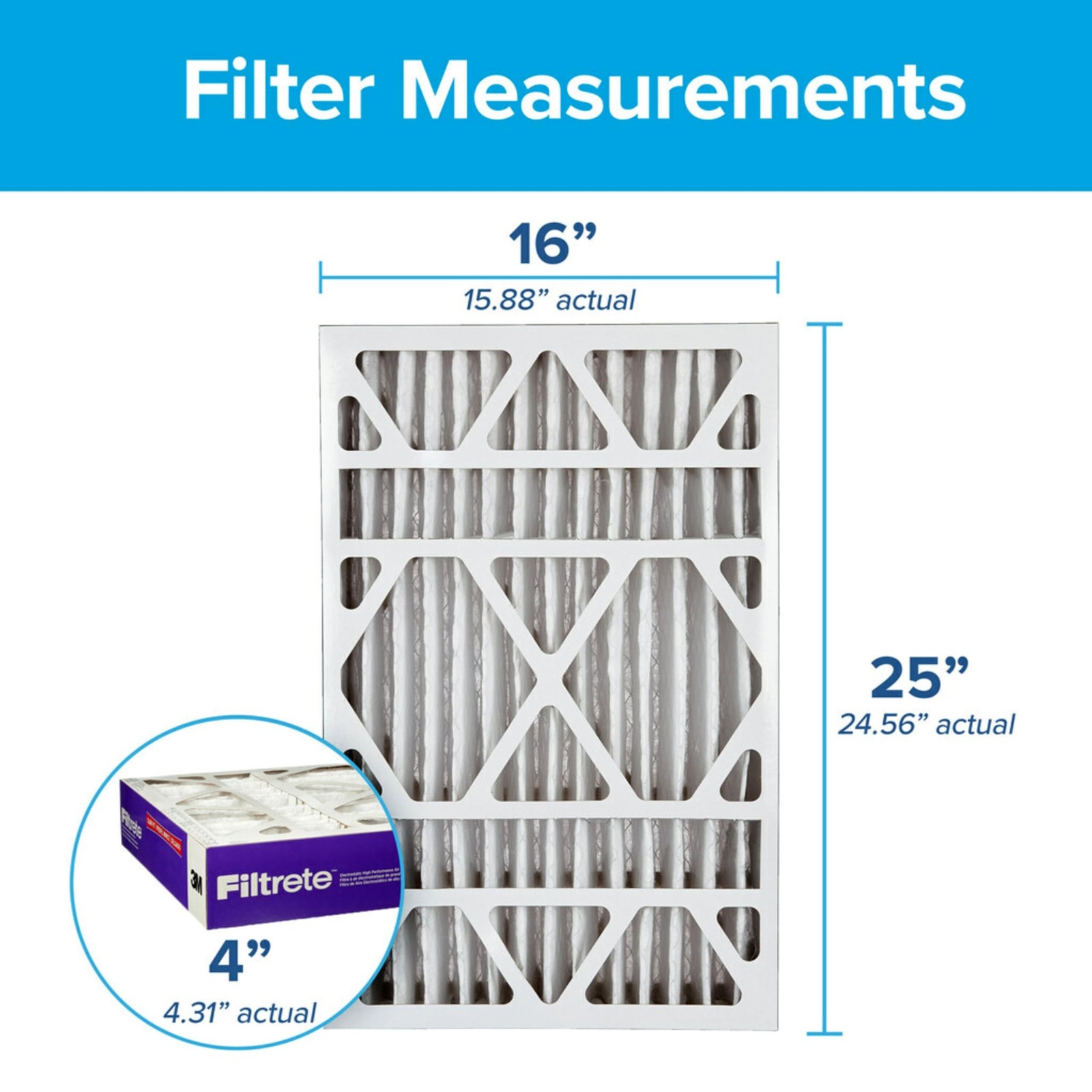 Filtrete 16x25x4 AC Furnace Air Filter, MPR 1550, MERV 12, Fits Lennox & Hone…