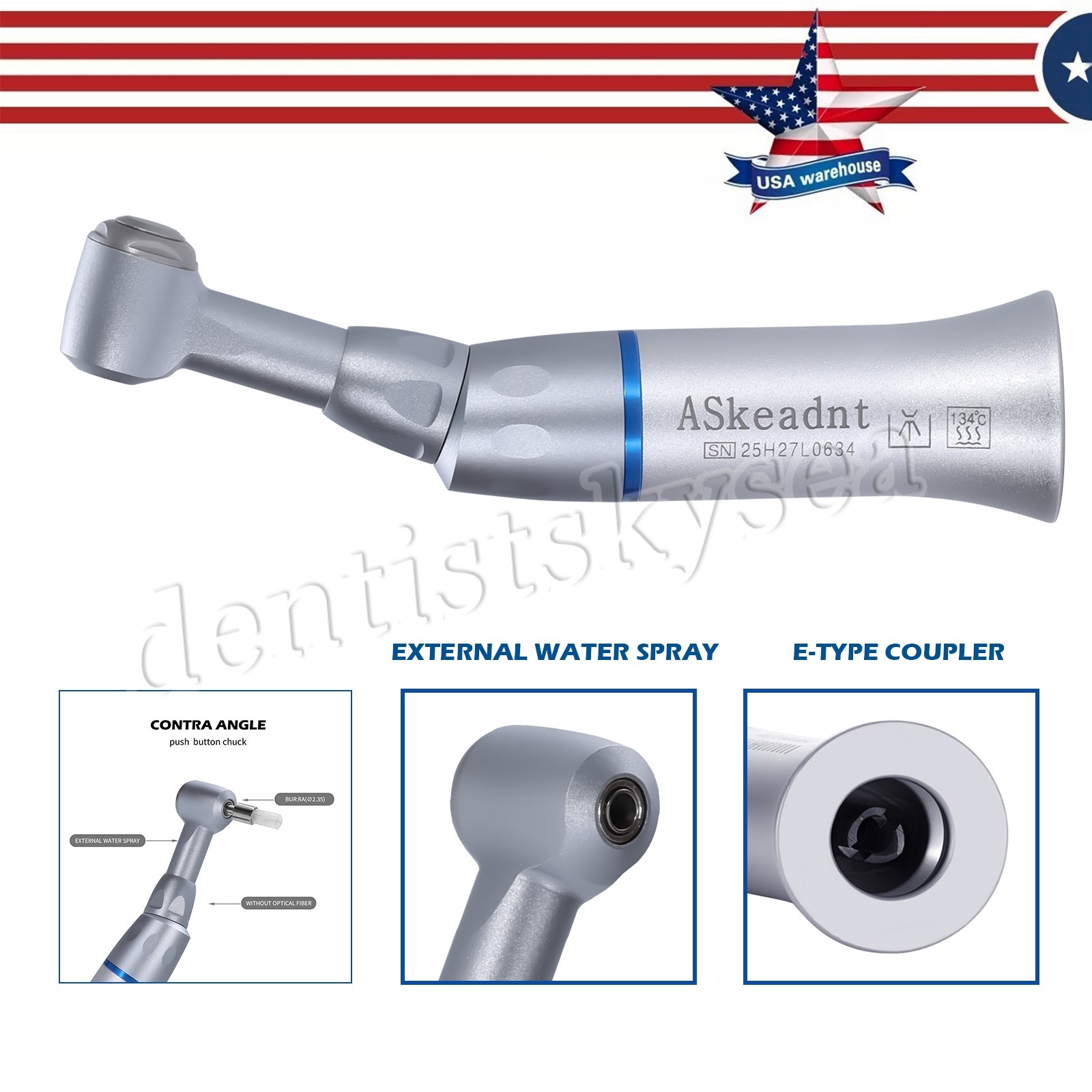 Dental Low Speed Contra Angle Handpiece fit NSK E-type Motor 135°C Autoclave wl#
