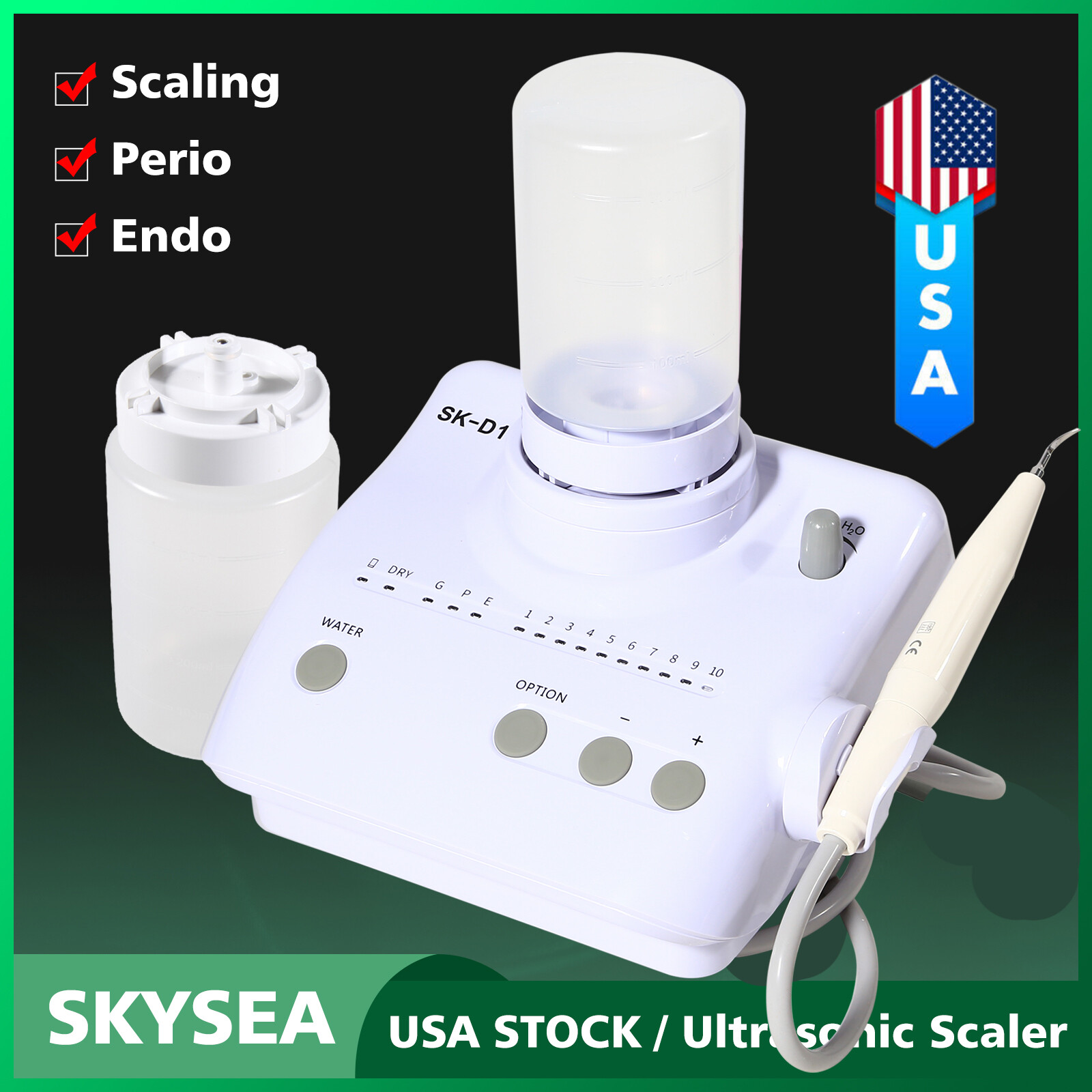 Portable Dental Ultrasonic Piezo Scaler+Handpiece 2Bottles Fit DTE SATELEC SK-D1