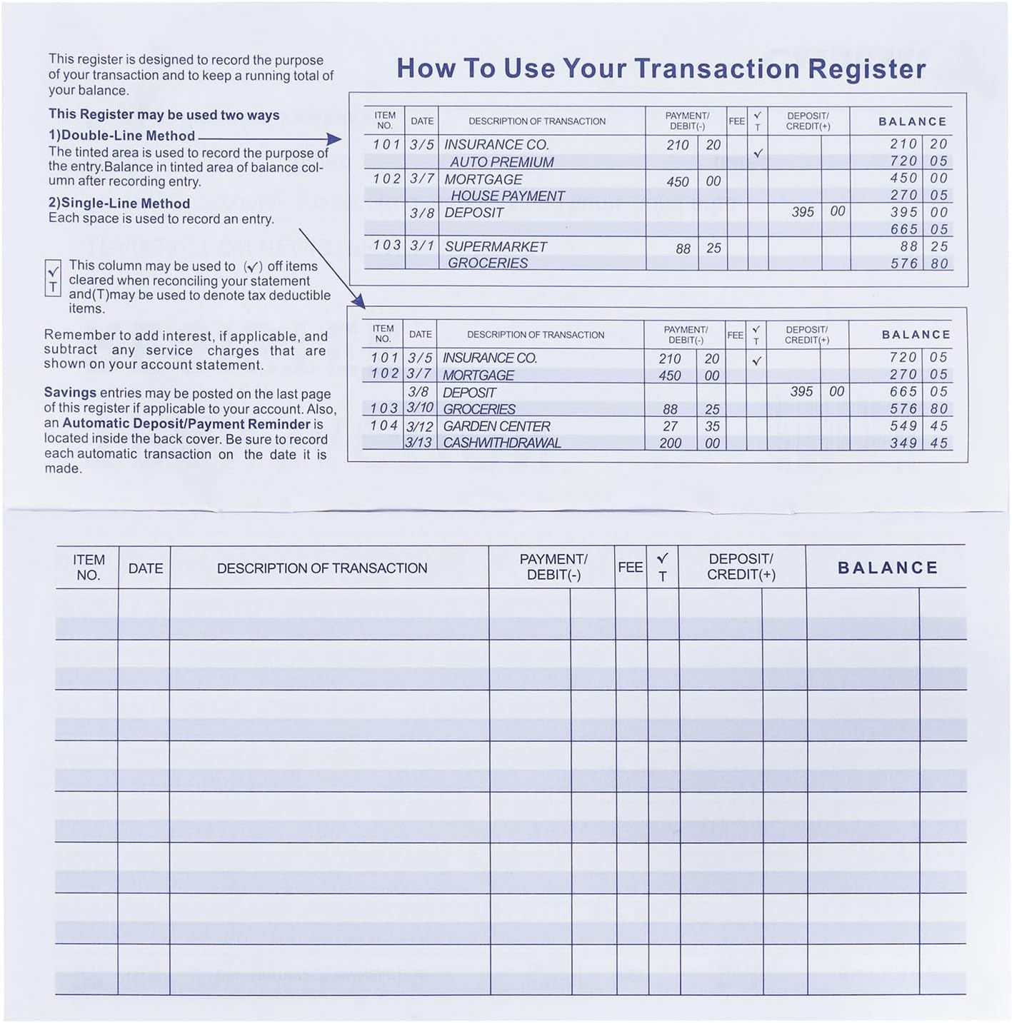 20 Pack Checkbook Register Blank Transaction Ledger For Personal Business Bank