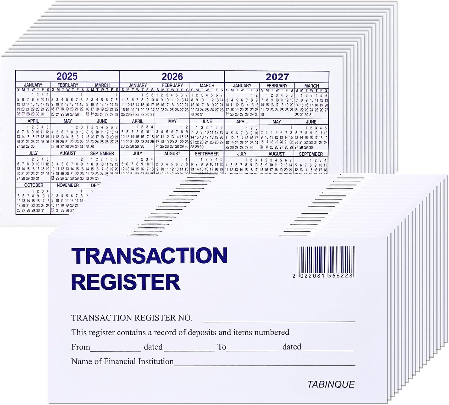 24 Pack Checkbook Registers, Easy Read Personal Checkbook Transaction Log Book