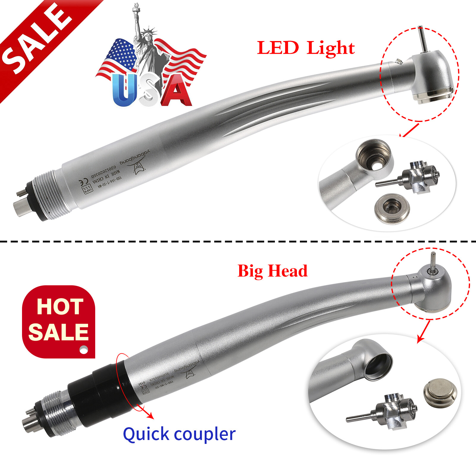 Dental High Speed LED / No-LED Handpiece Turbine / Coupler 4 Hole NSK Style sa