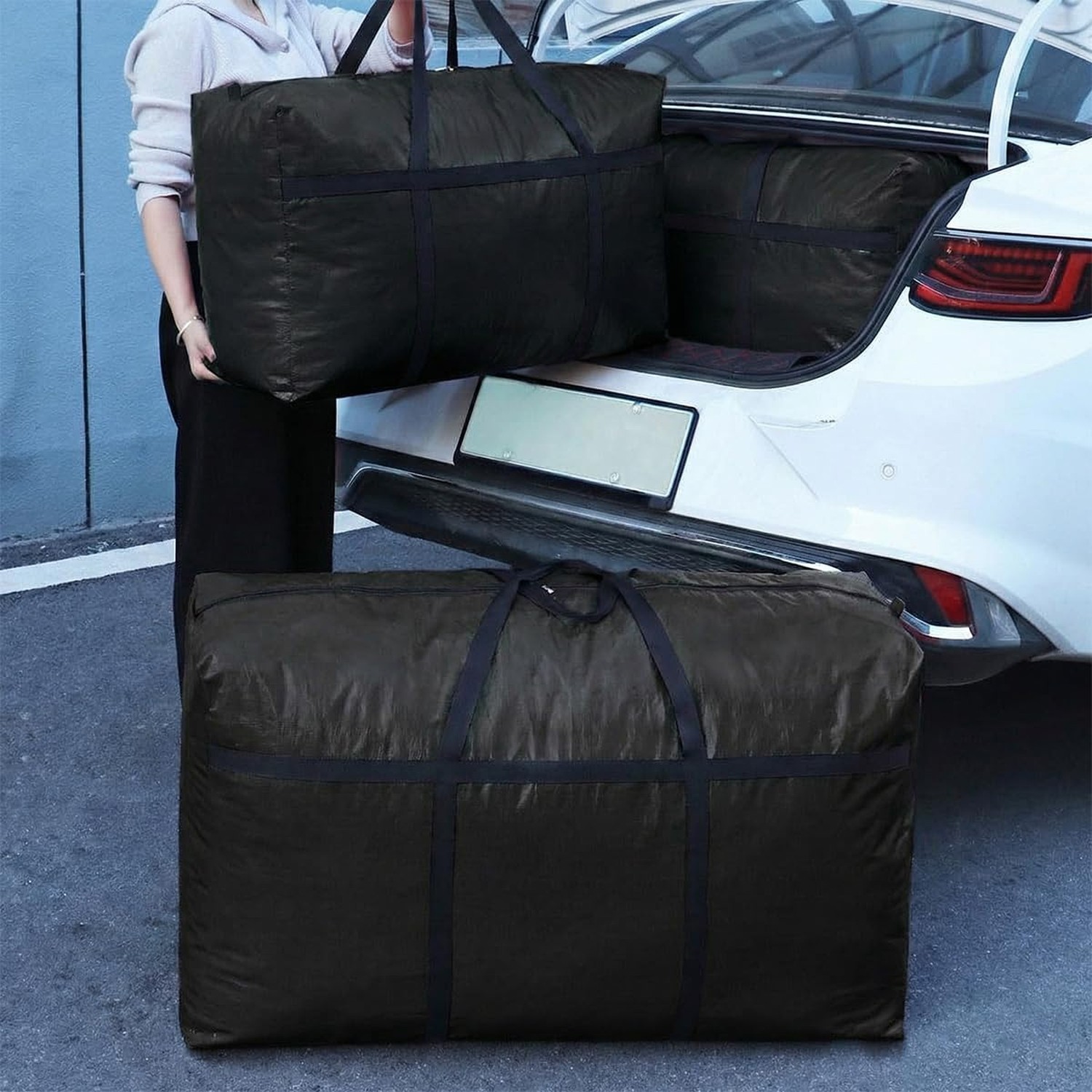Extra-large Tarp Storage Bag (Black, 45Gal/170L – 2 Pack) | Double Zipper, Mo…