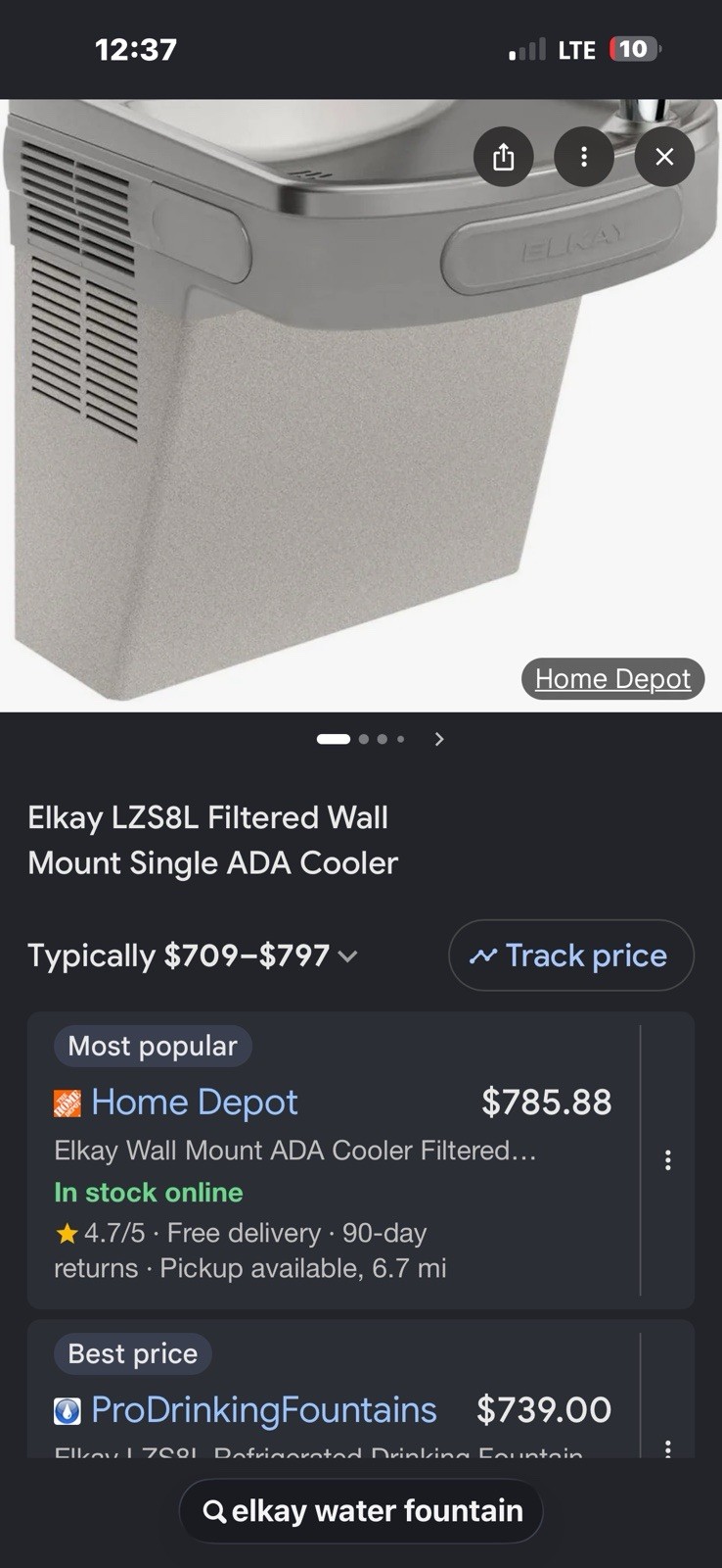 Elkay EZS8L Wall Mount Cooler – Light Gray Granite