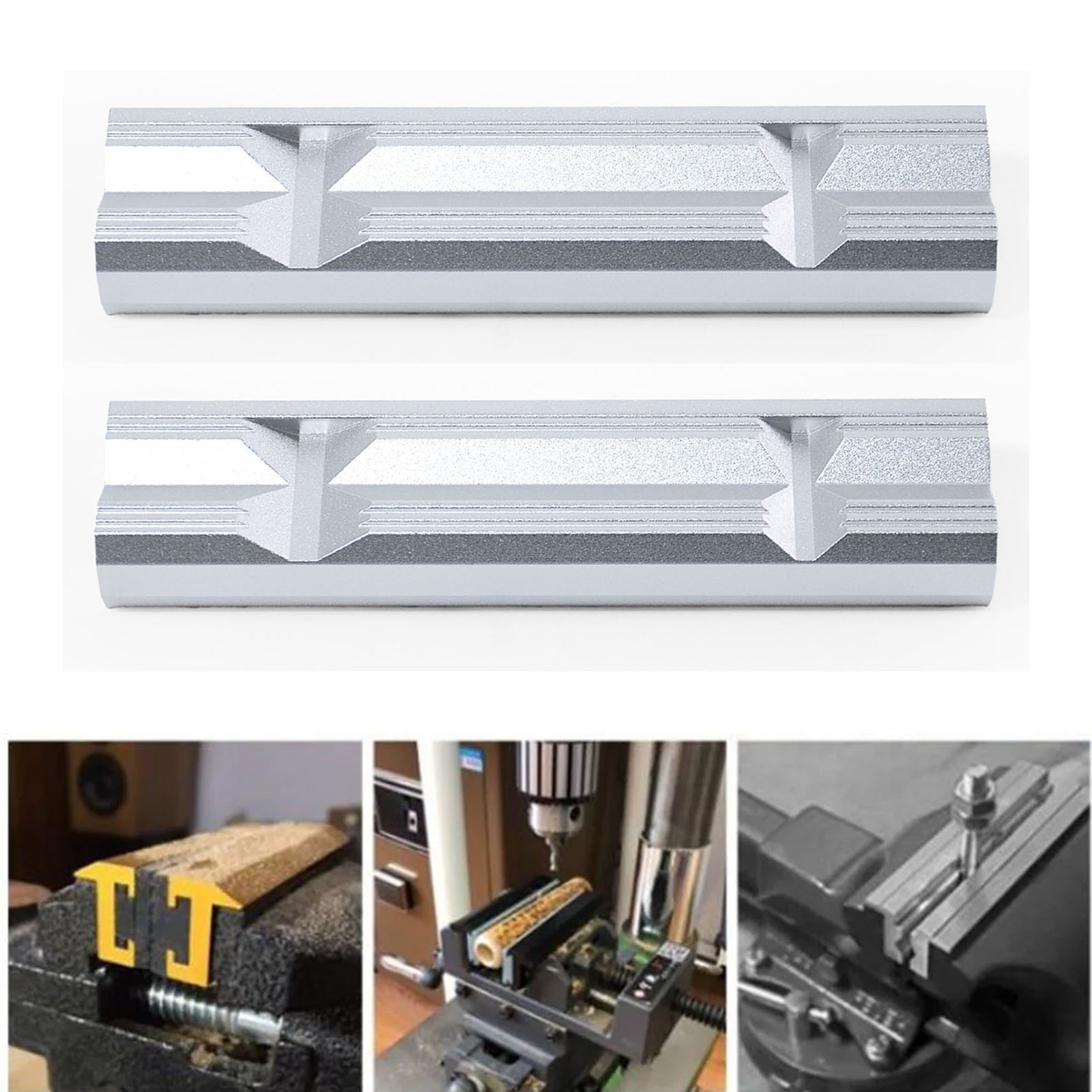 2X Magnetic 4″ /5″ /6″ /8″ Aluminum Vise Jaws V-type Soft Rubber Pads Covers