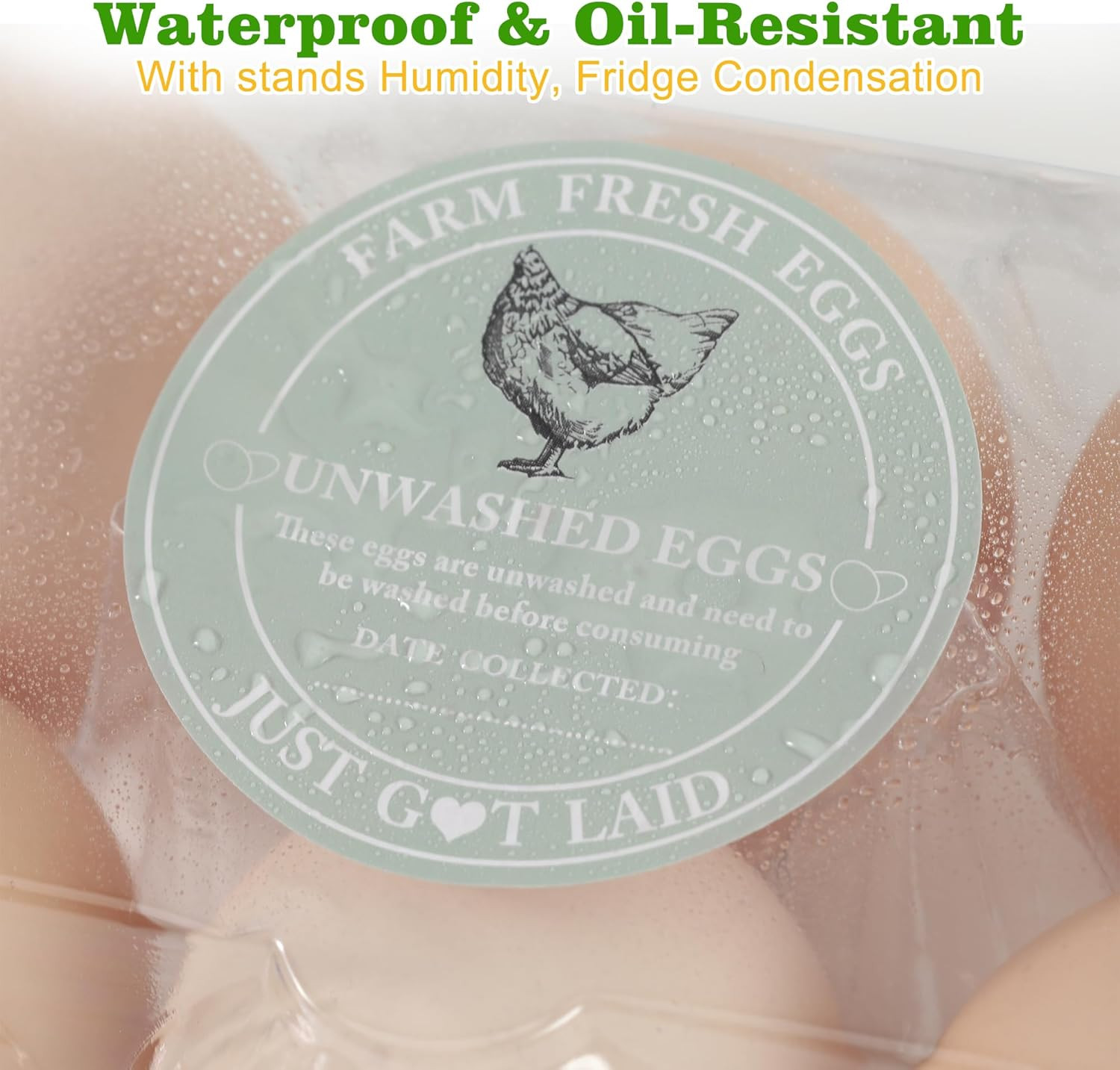 500 Pcs Egg Carton Stickers 2 Inch Farm Fresh Unwashed Eggs Labels with Collecte