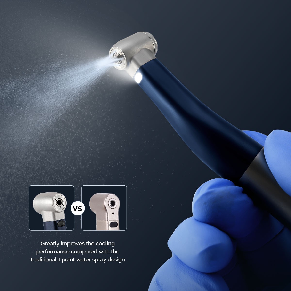 Dental 1:1 Fiber Optic Contra Angle Internal Spray / Diamond Polishing Wheels US