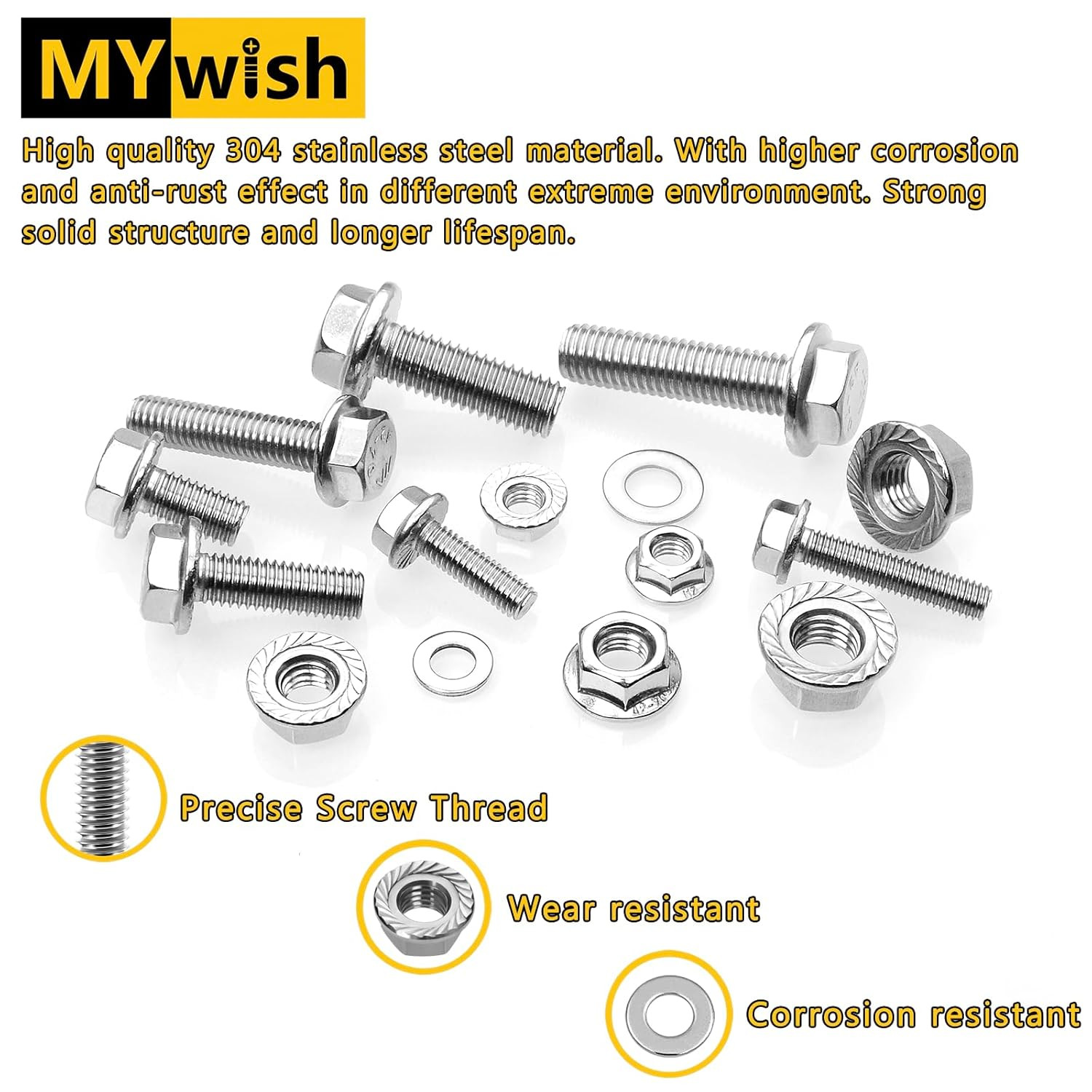M10 x 25mm (10 Sets) M10x1.5 Bolt Flanged Hex Head Nuts and Bolts,Flange Hexa…