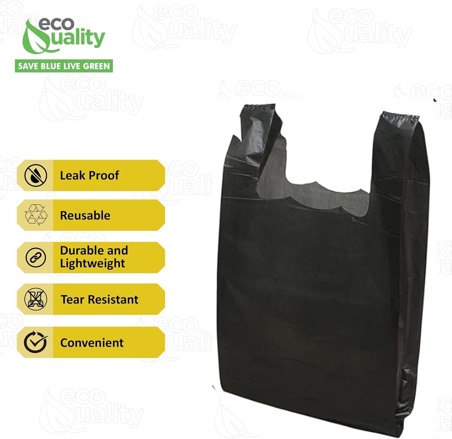 12×6.5×22 Inches Black Plastic Shopping Bags for Grocery Takeout 3000 Pcs