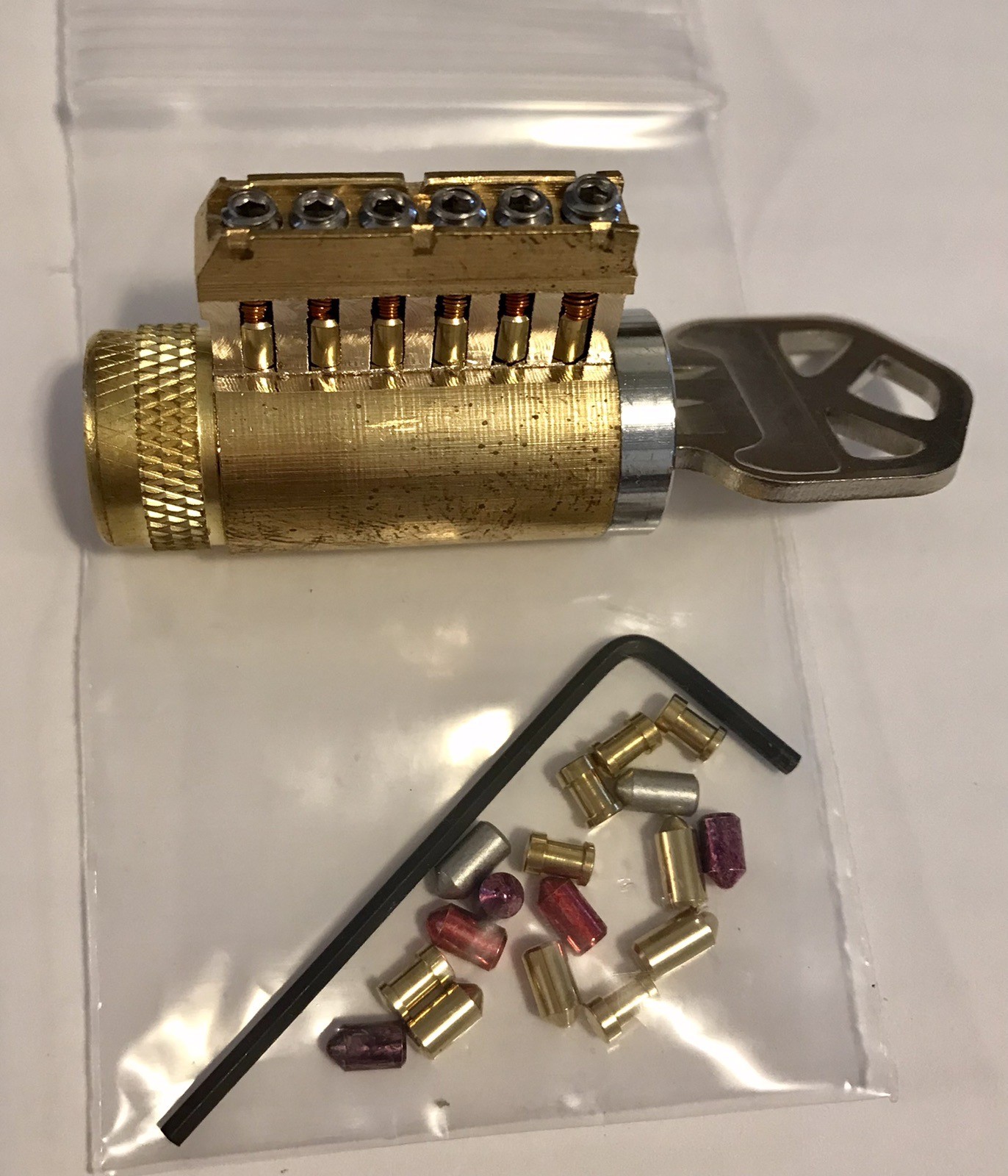 Rekeyable Cutaway Practice Lock 6 Pin Kwikset Keyway With Spool-Serrated Pins