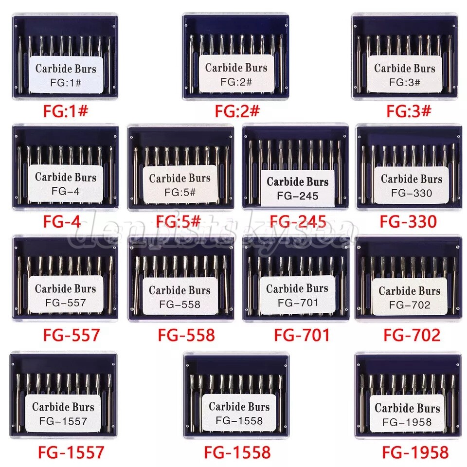 10-100 Pcs Dental FG Tungsten Steel Carbide Burs Drill High-Speed Handpiece