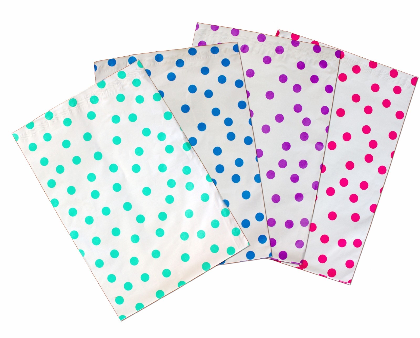 10″ x 13″ Pink|Teal|Purple|Blue Polka Dot -Flat Poly Mailers (50 Pack)