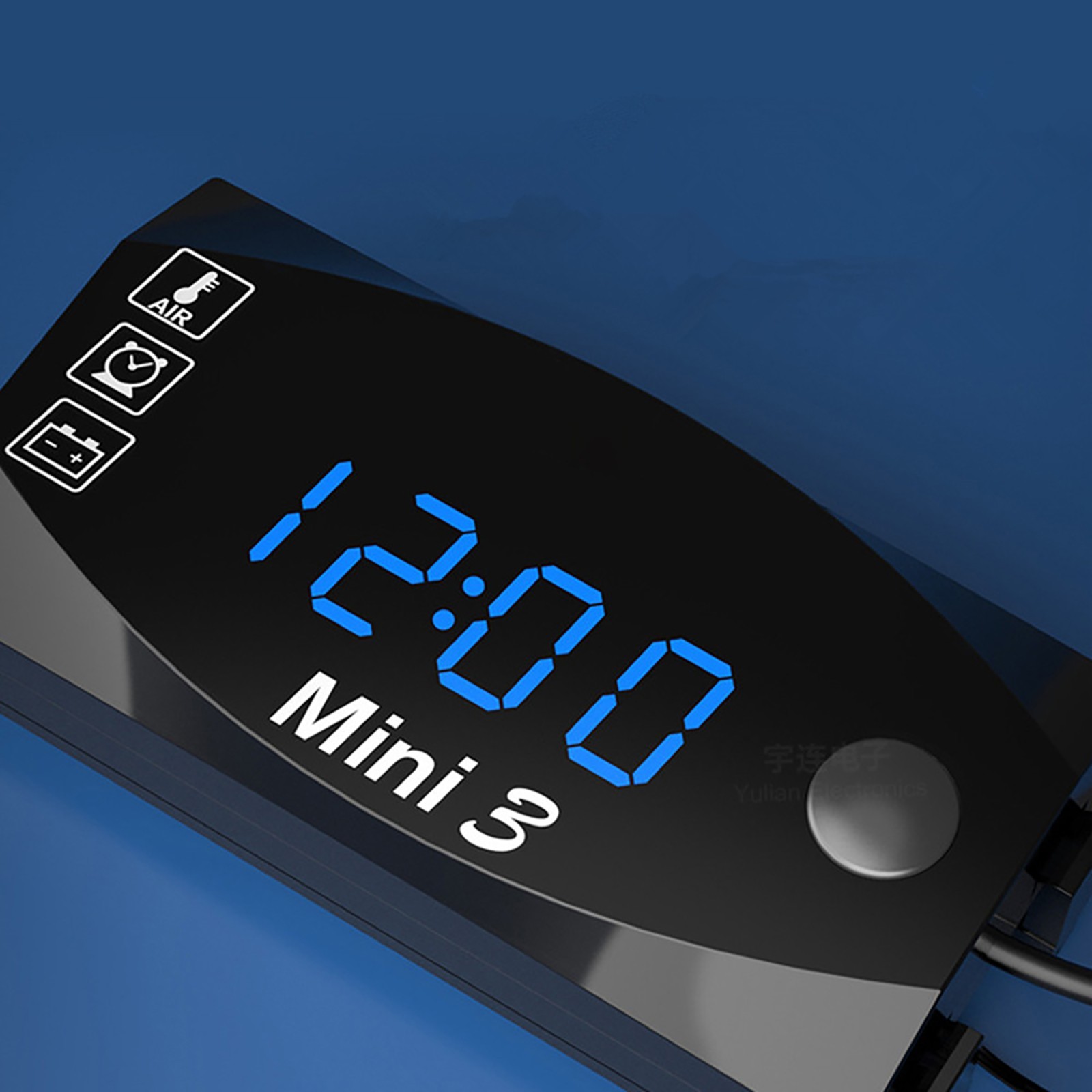 3-in-1 Waterproof Motorcycle Digital LED Thermometer Clock Voltage Voltmeter