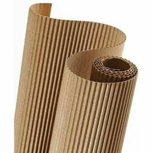 20 IN x 9 FT Single Face B-flute Corrugated Cardboard Roll for Crafts and Wrap